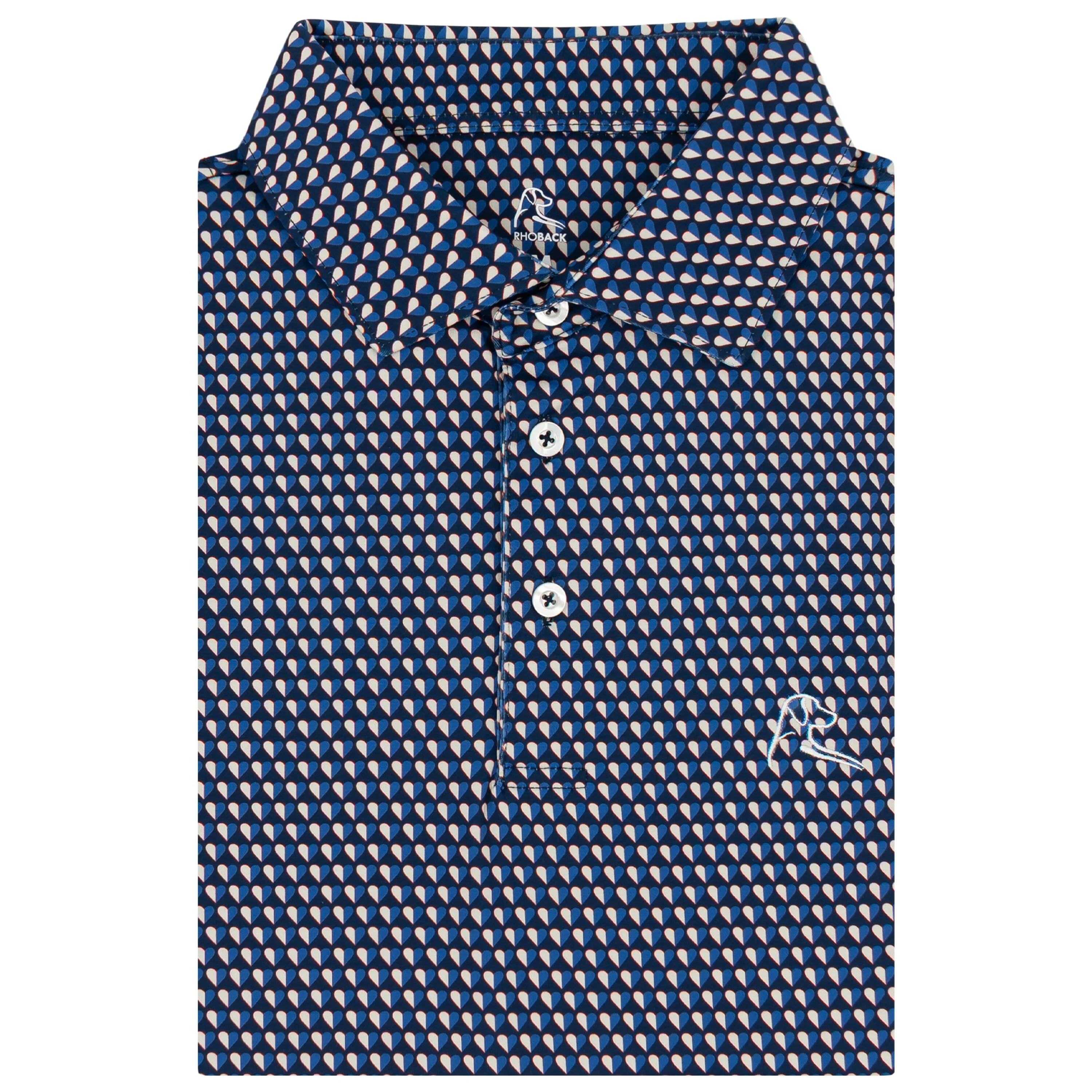 The Heart Geo | Performance Polo | The Heart Geo - Fleet Navy/Short Stop Blue