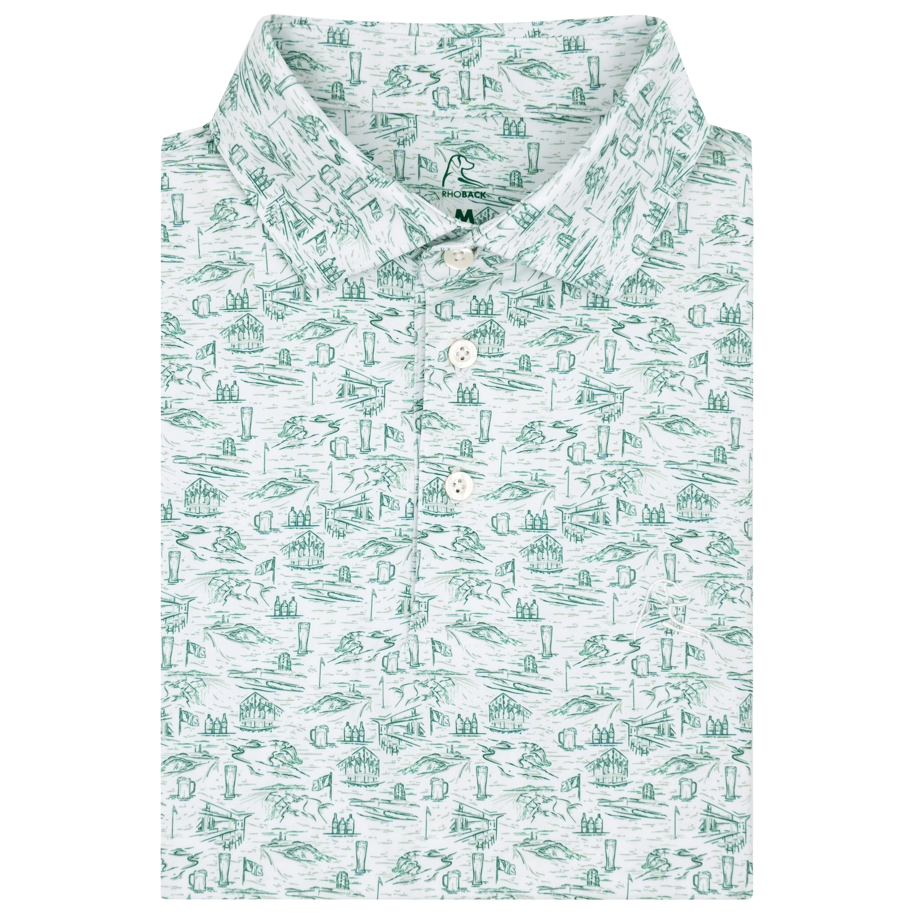 The Kilted Caddie | Performance Polo | The Kilted Caddie - White/Fairway Green