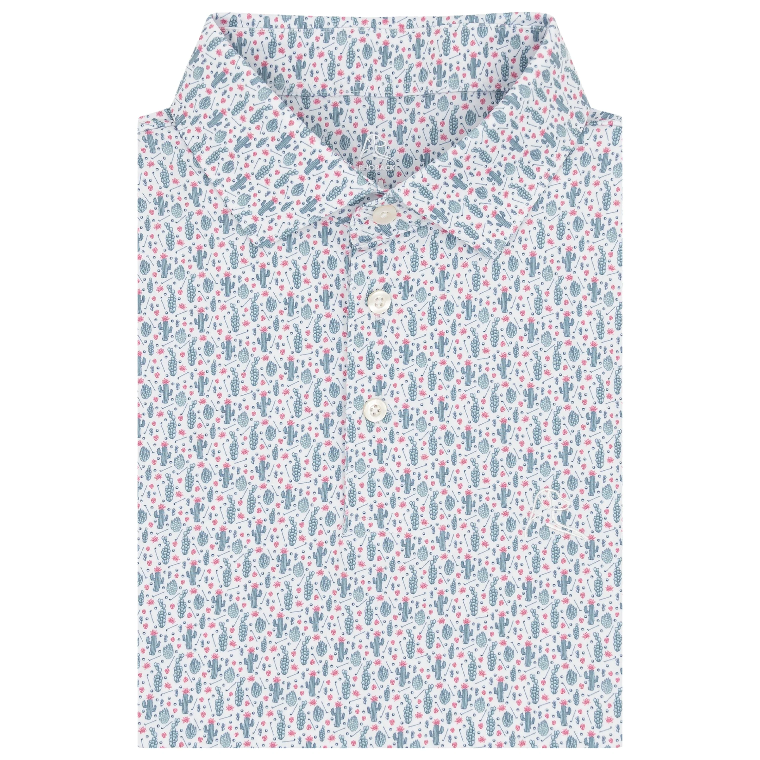 The Saguaro Slice | Performance Polo | The Saguaro Slice - White/Marine Teal