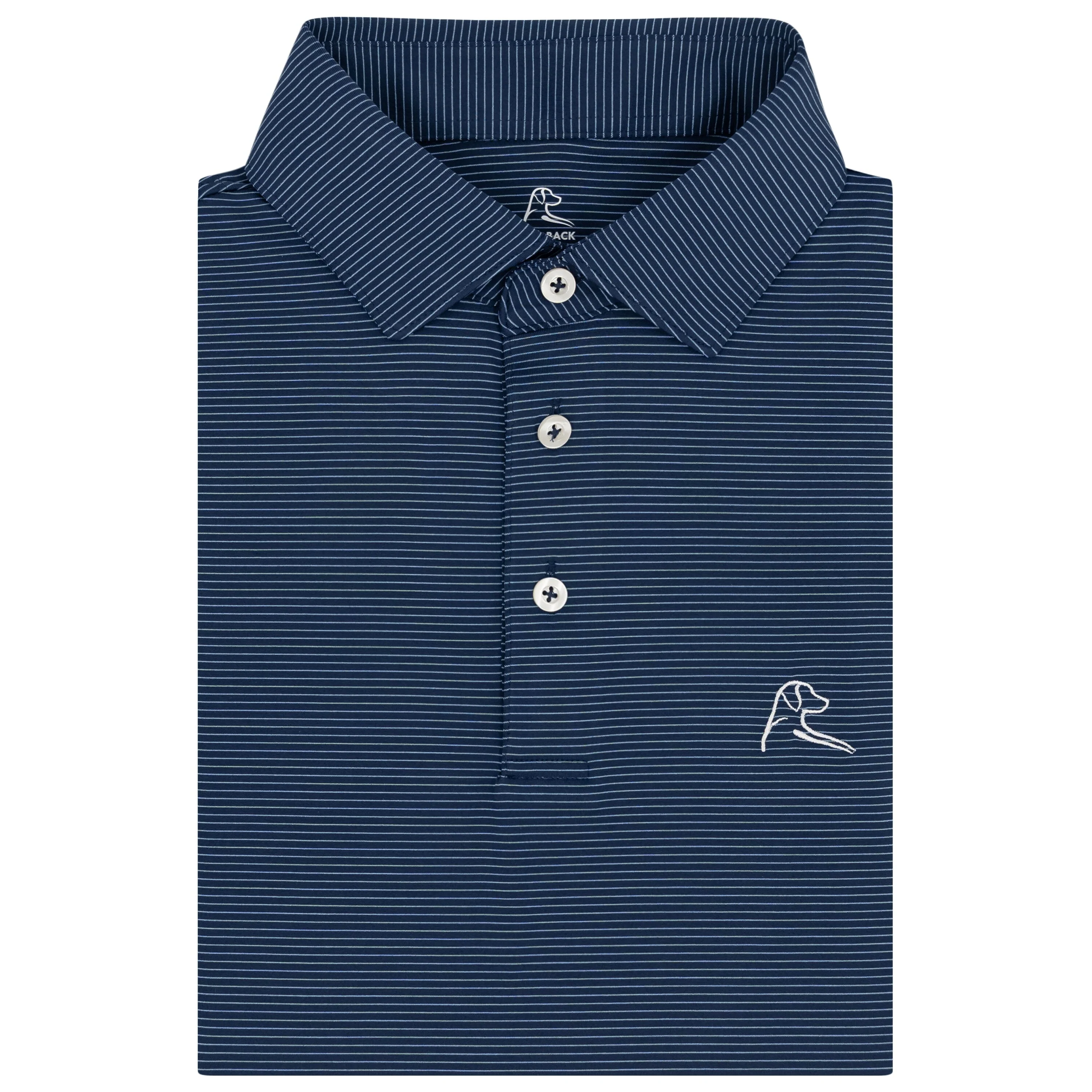 The Shell Stripe | Performance Polo | The Shell Stripe - Fleet Navy/Potomac Blue