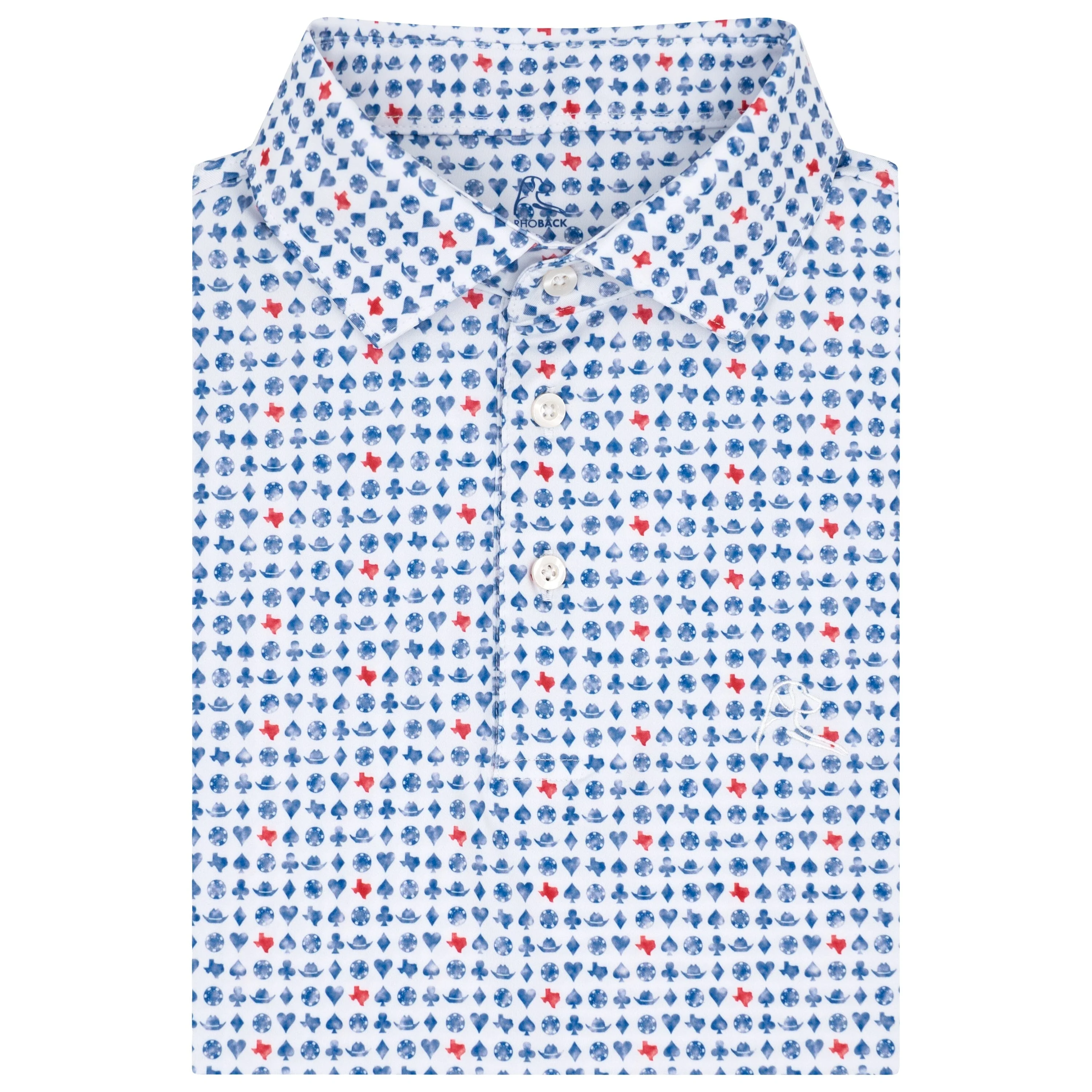 The Texas Hold 'Em | Performance Polo | The Texas Hold 'Em - White/Short Stop Blue
