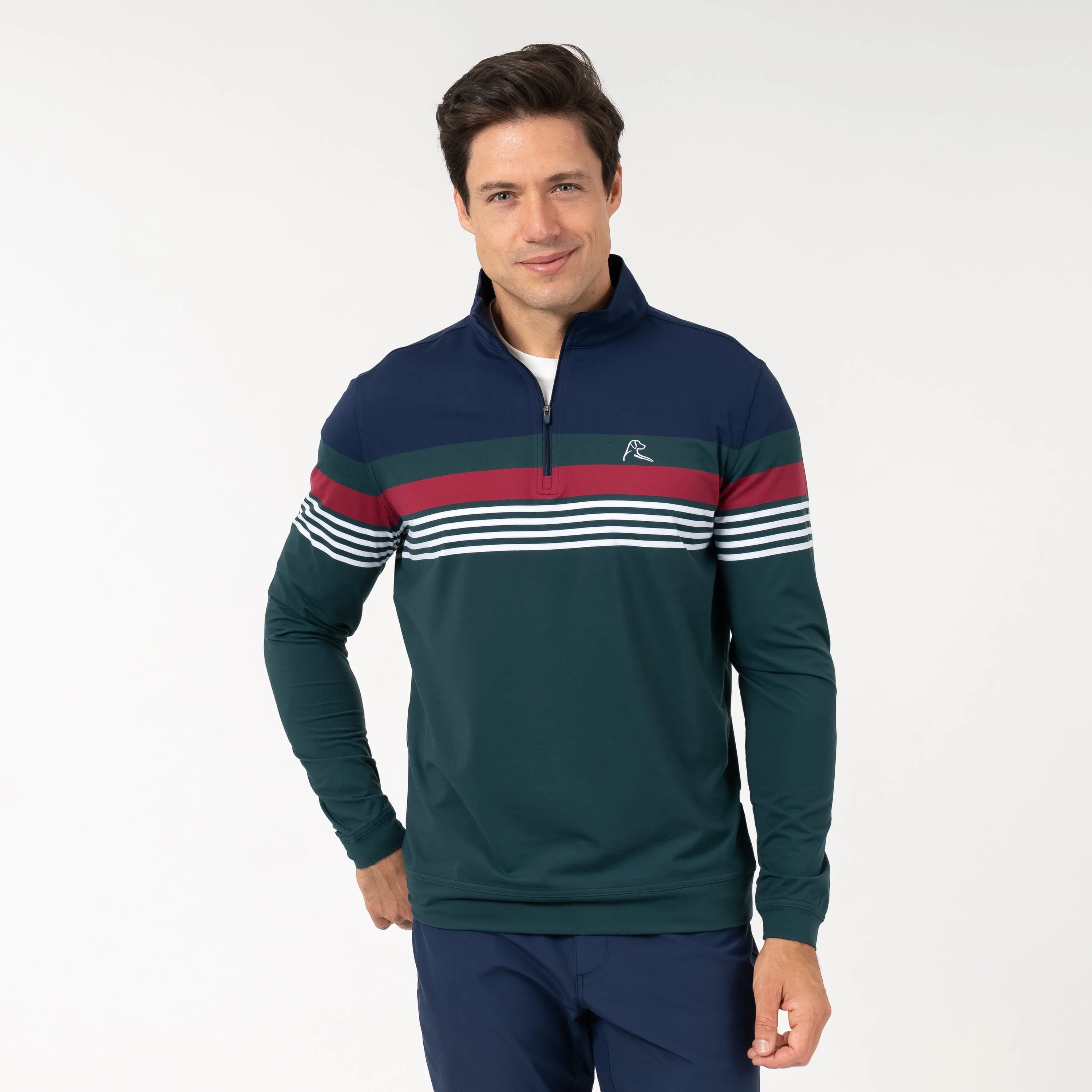 Grady Block Performance Q-Zip | The Grady Block - Ponderosa Green/Fleet Navy/Barn Red - Image 5