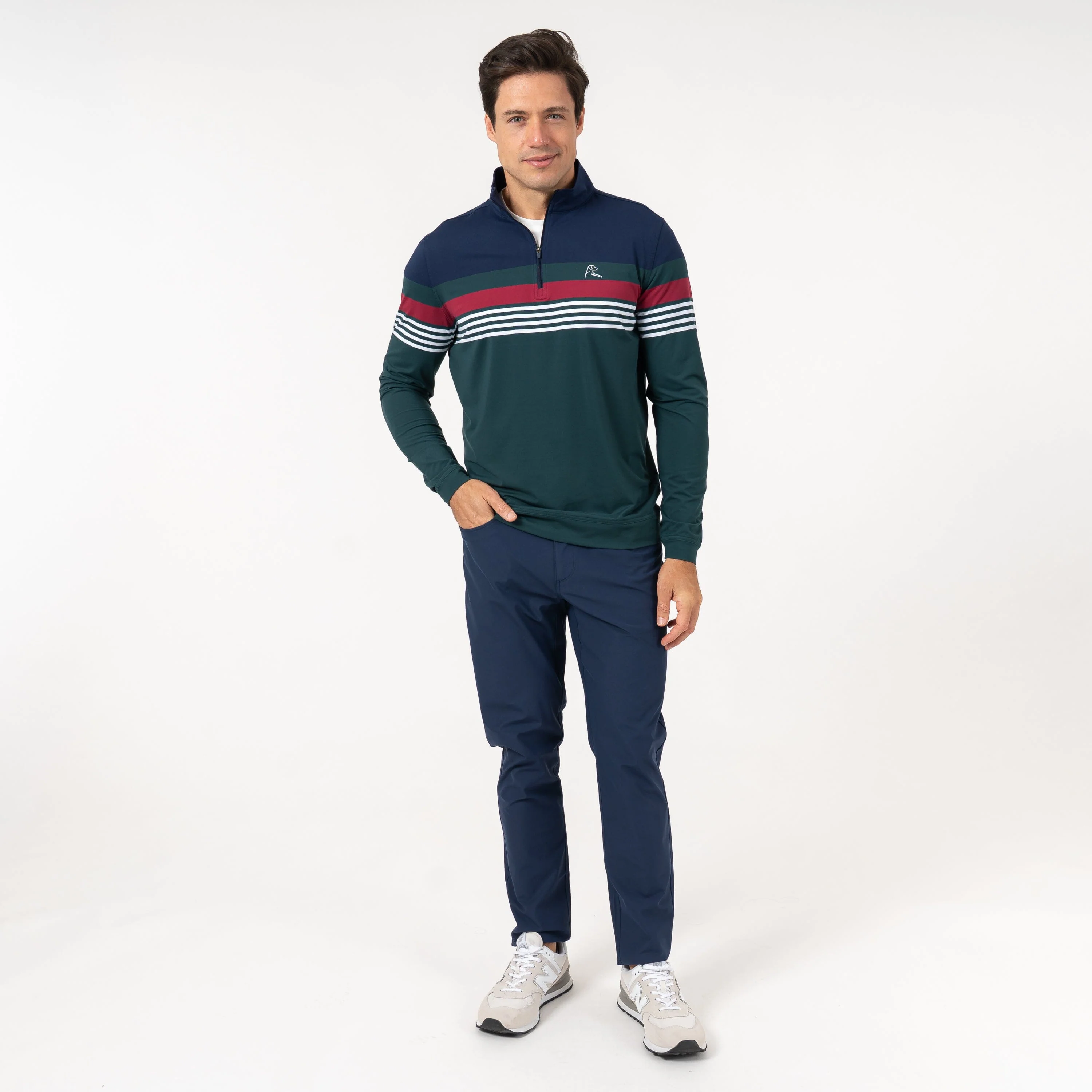 Grady Block Performance Q-Zip | The Grady Block - Ponderosa Green/Fleet Navy/Barn Red - Image 7