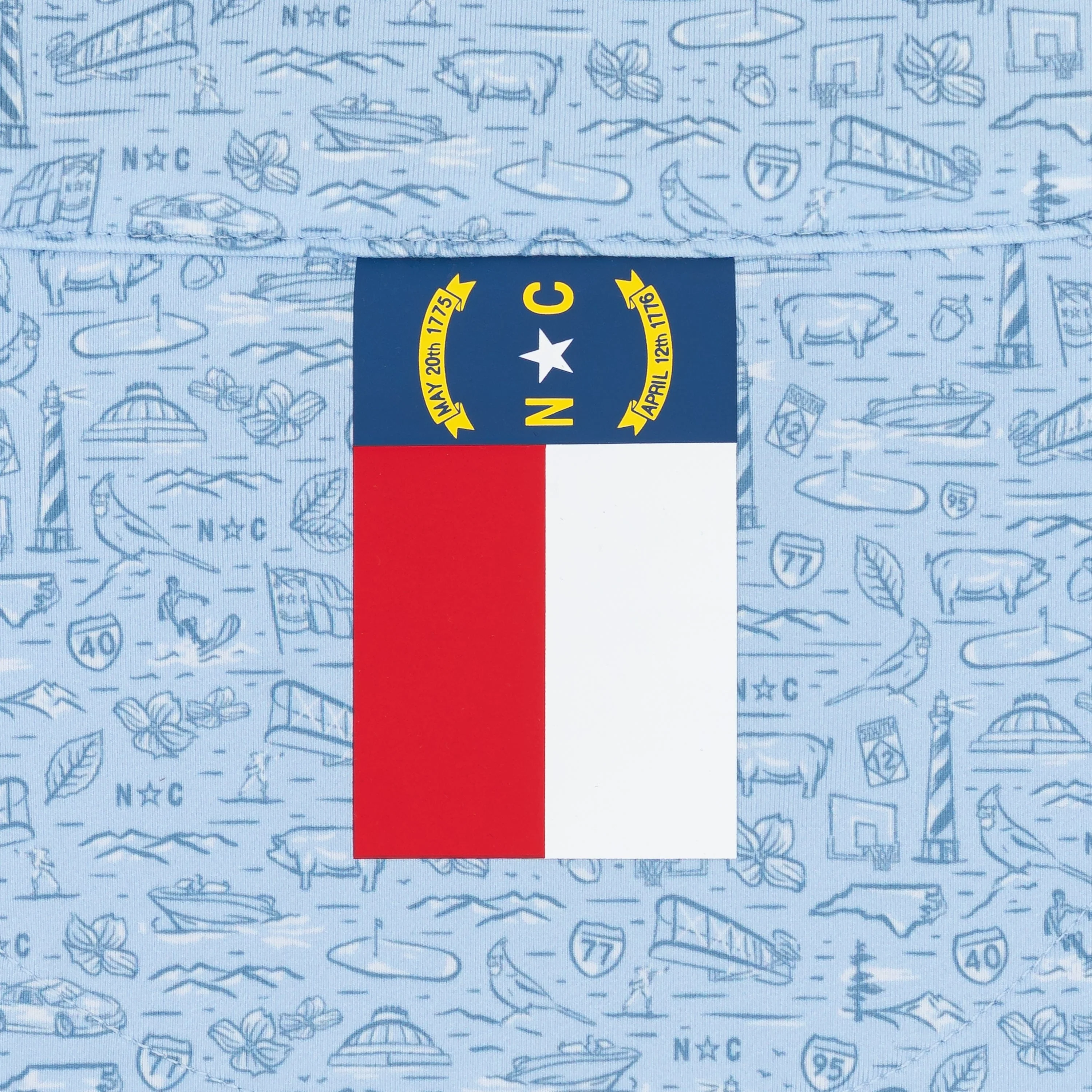 Old North State Performance Q-Zip | The Old North State - Baby Blue/White - NC - Image 4