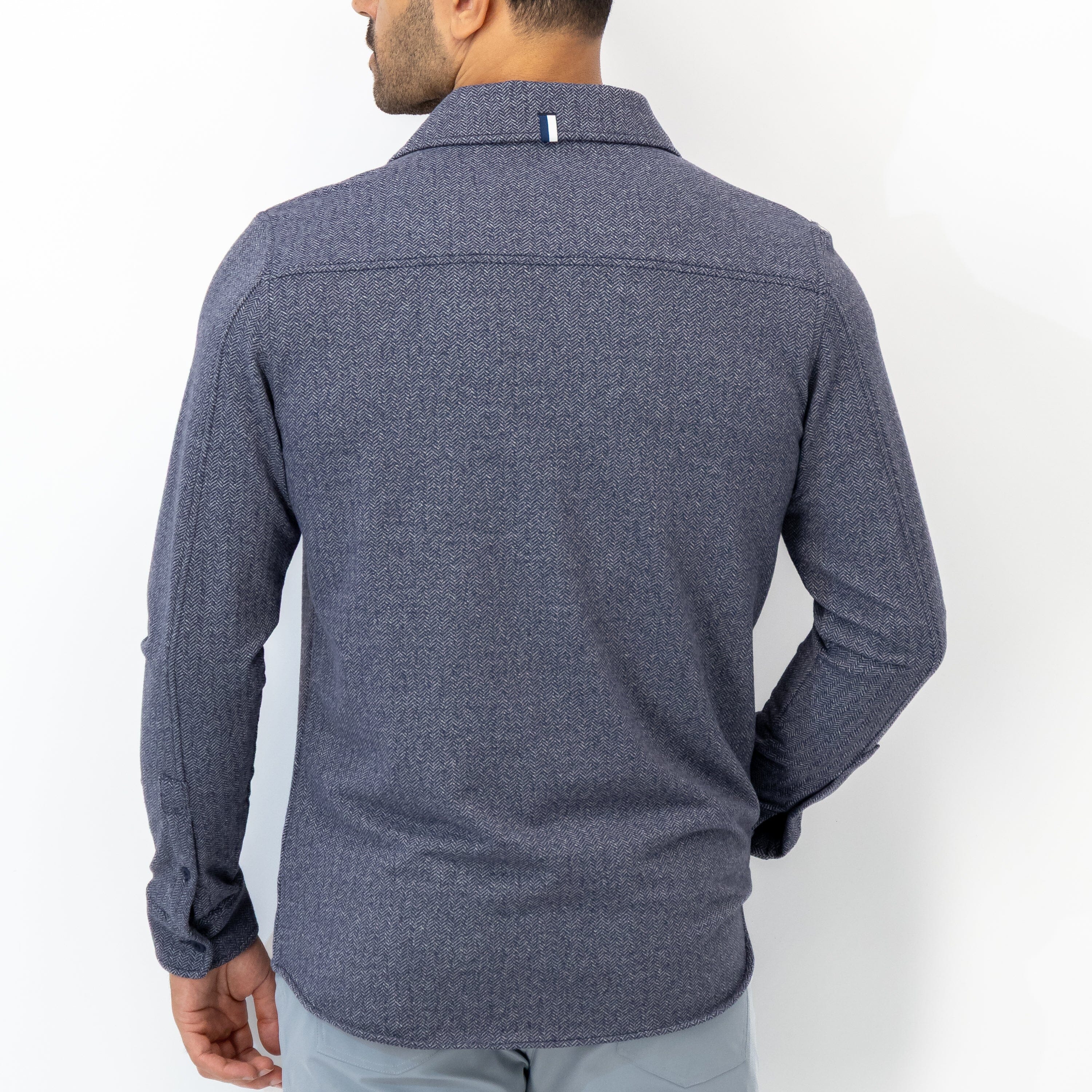 Sheffield Shirt | The Herringbone Jacquard - Fleet Navy/White - Image 3