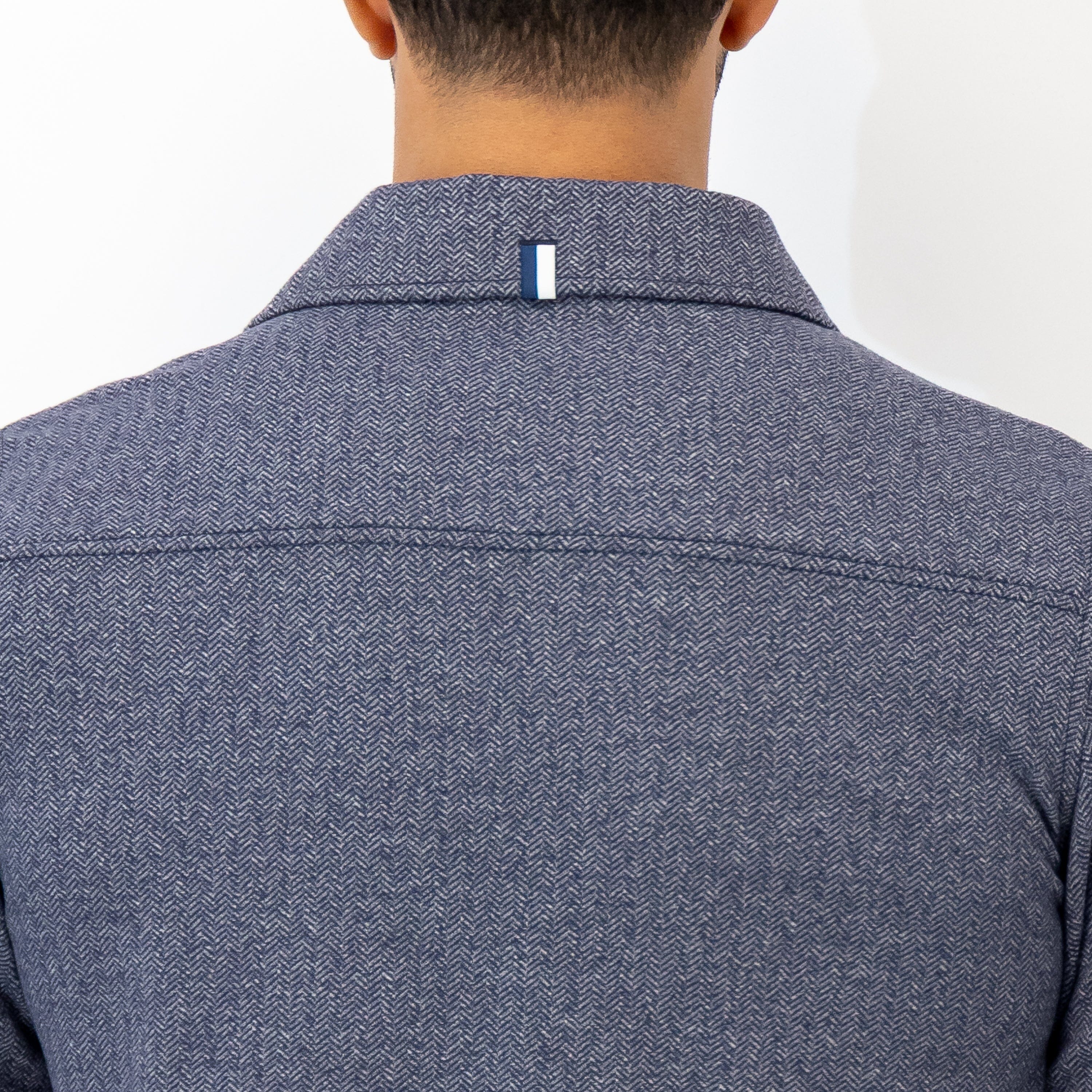 Sheffield Shirt | The Herringbone Jacquard - Fleet Navy/White - Image 4