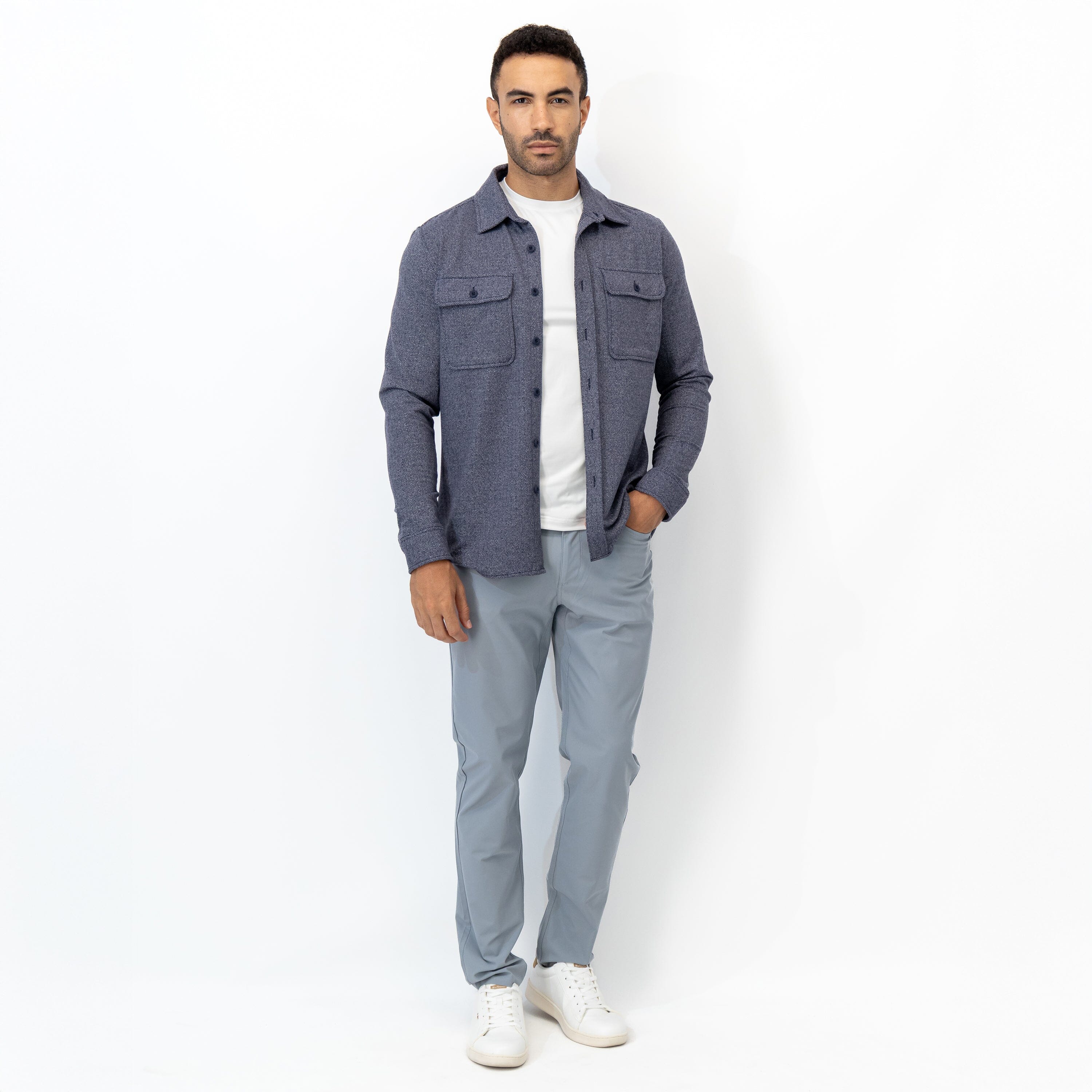 Sheffield Shirt | The Herringbone Jacquard - Fleet Navy/White - Image 6