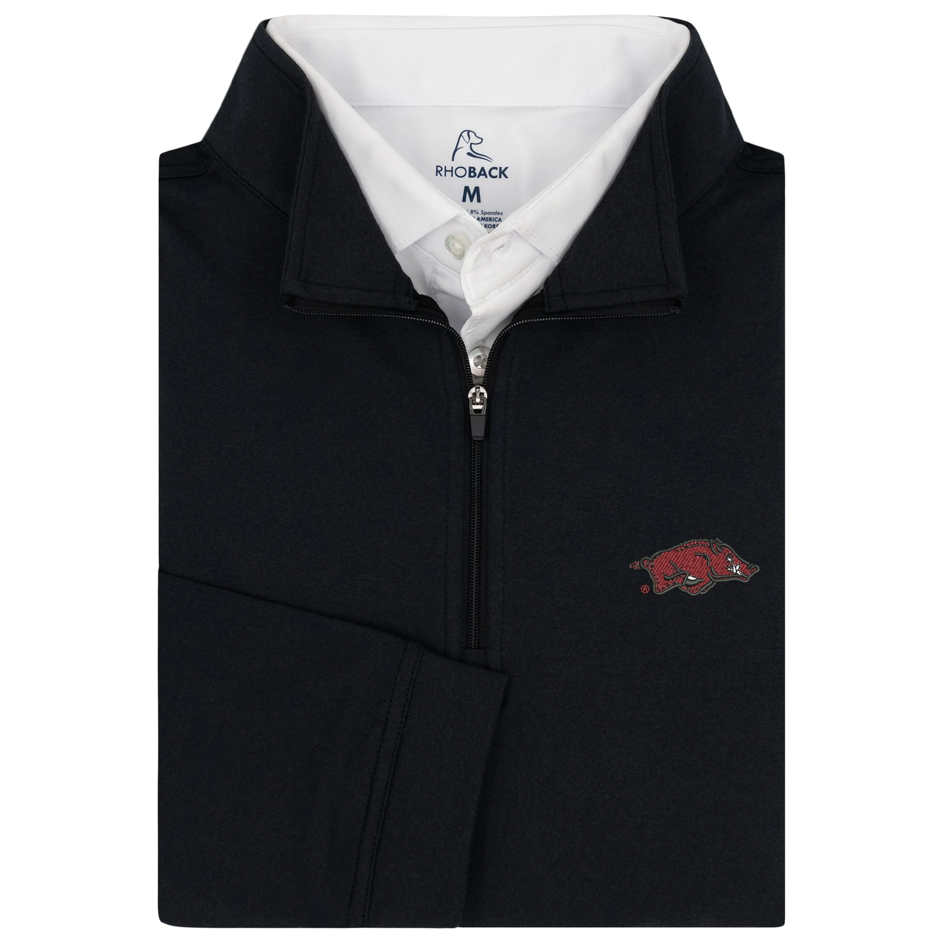 Solid Collegiate Q-Zip - Arkansas | Solid - Black - AK 5 RED