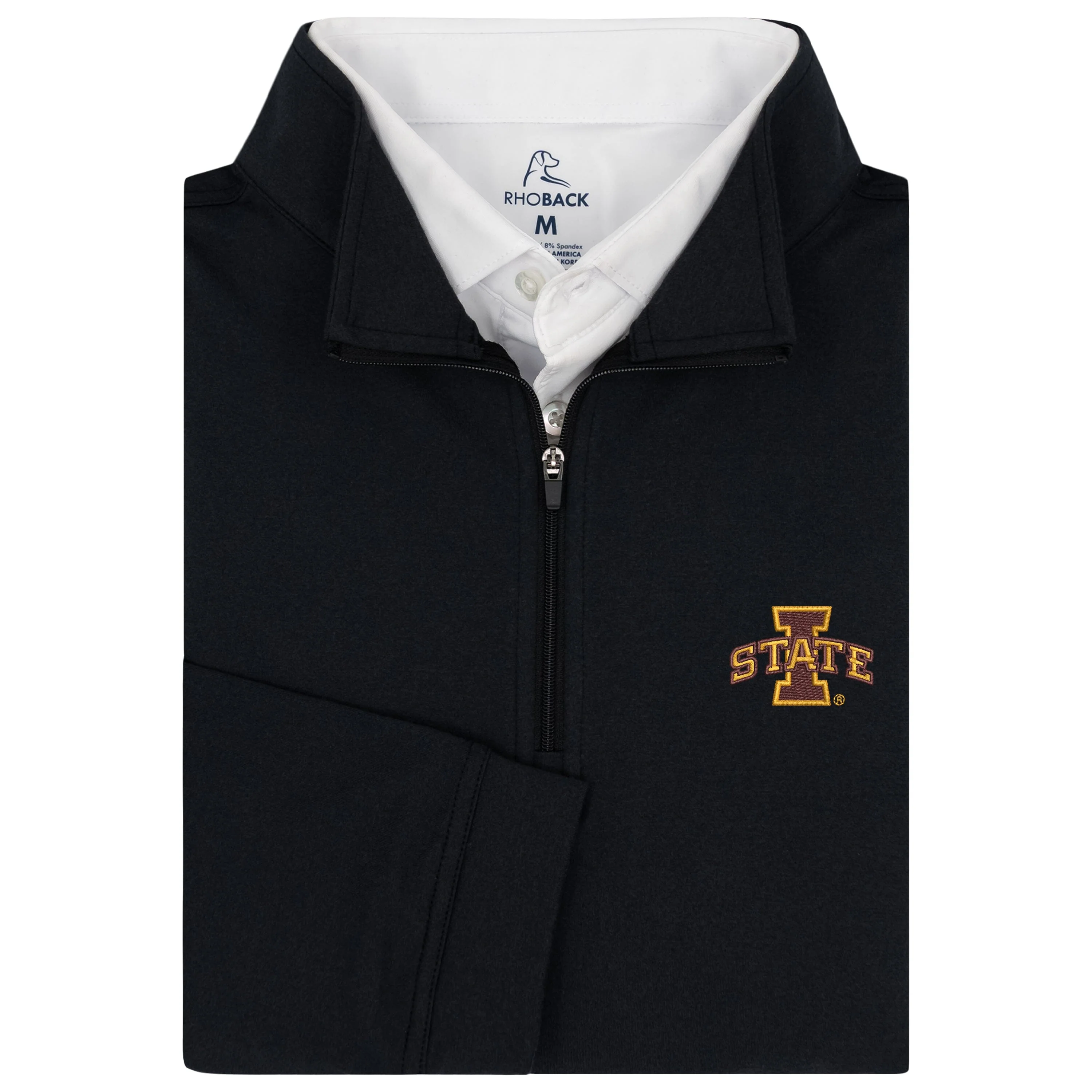 Solid Collegiate Q-Zip - Iowa State | Solid - Black - ISU 3 YELLOW