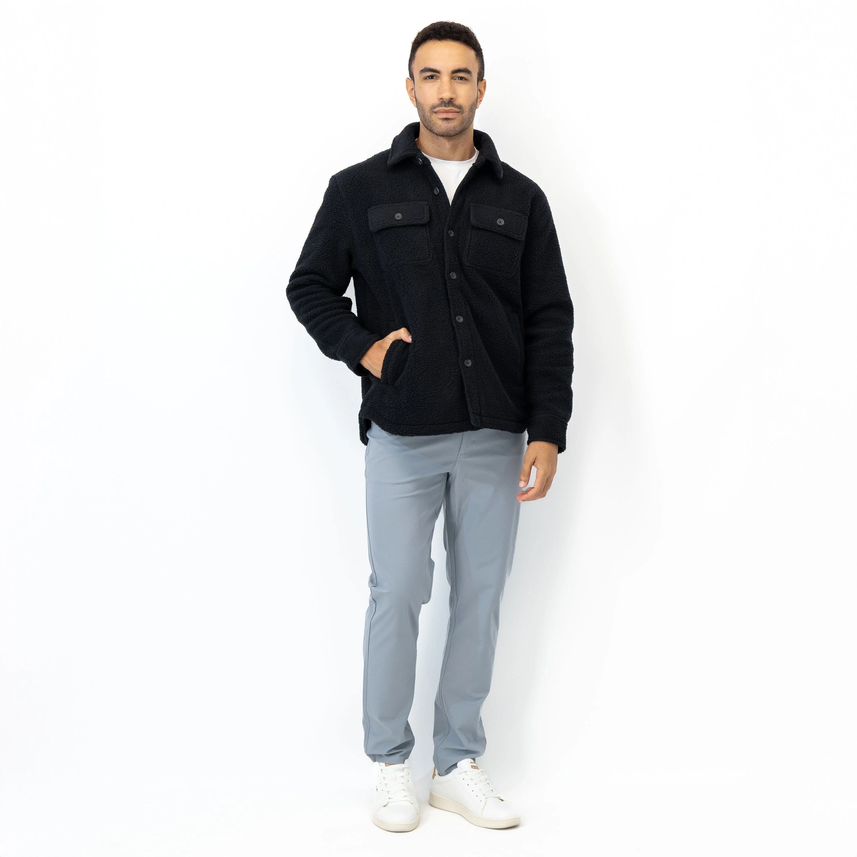 Summit Fleece Shirt Jacket | Solid - Midnight Black - Image 6