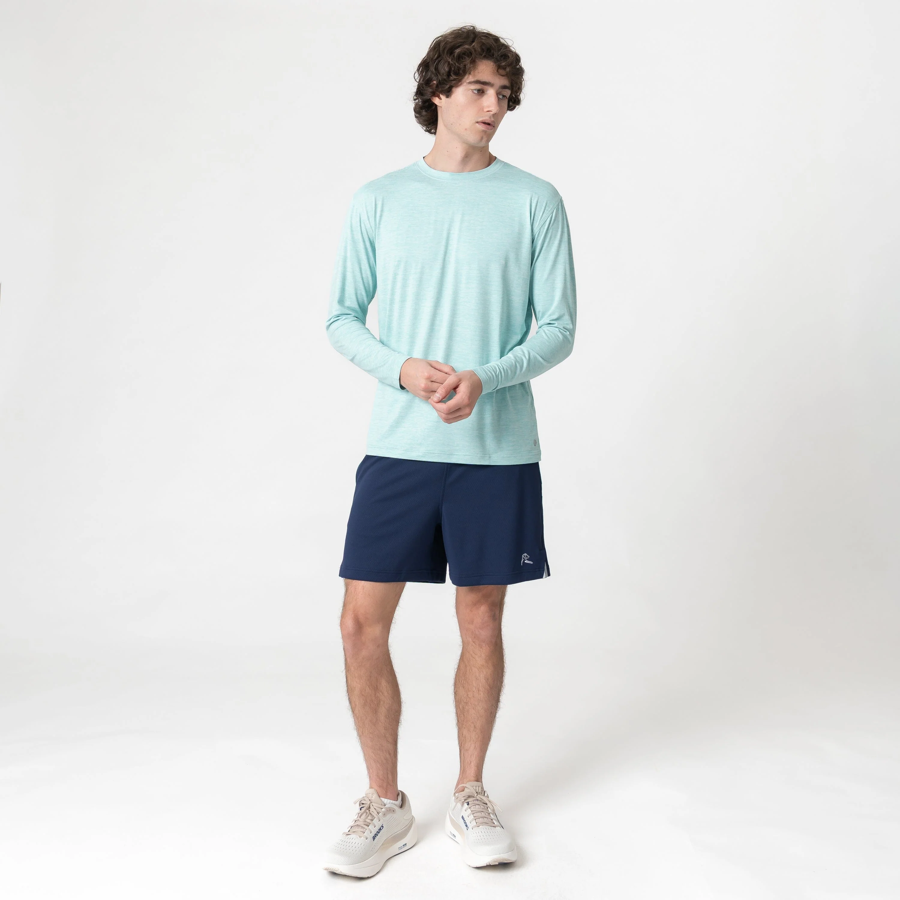 Tailwind Performance Long Sleeve Tee | Heather - Antigua Green/White - Image 5