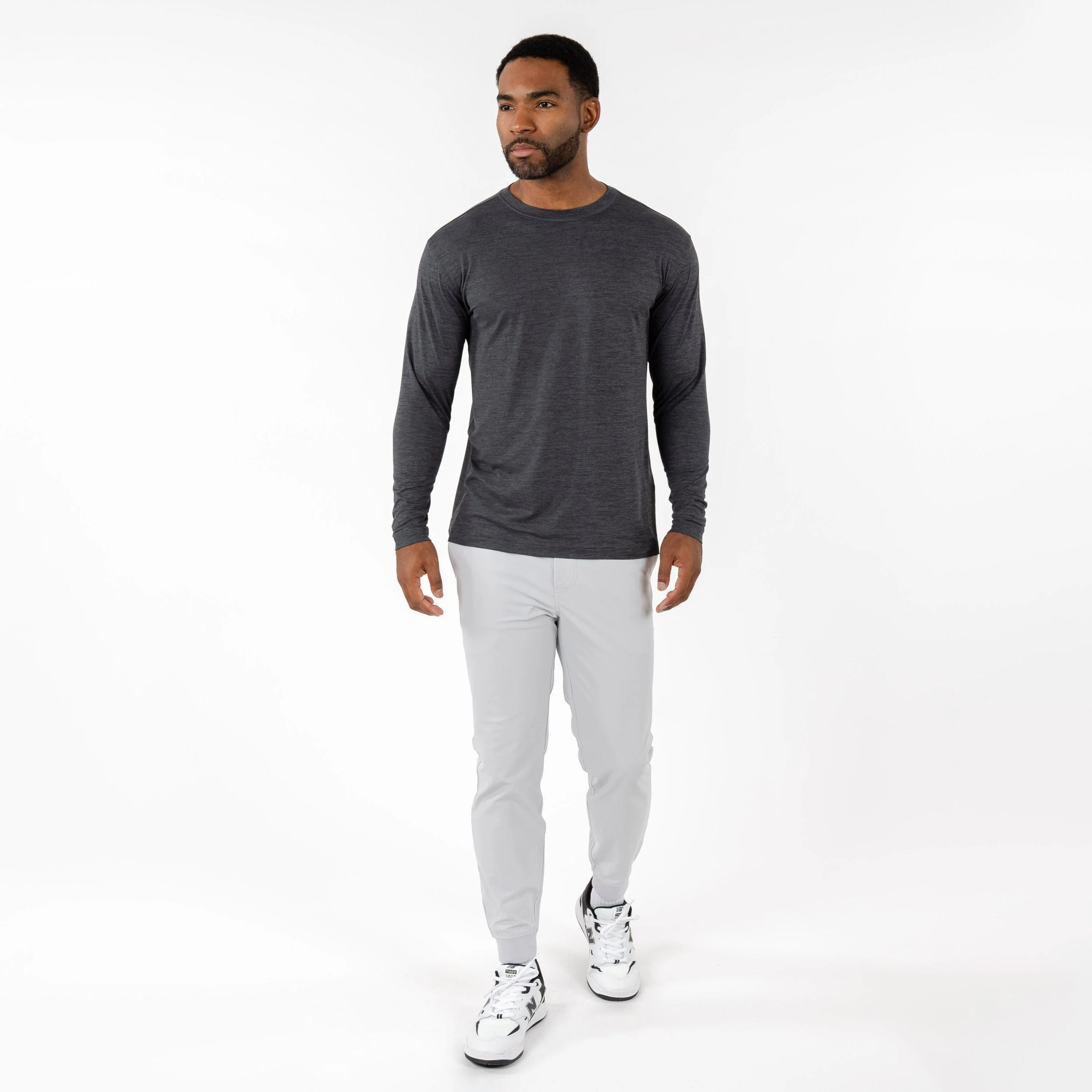 Tailwind Performance Long Sleeve Tee | Heather - Charcoal Grey/Ash Grey - Image 5