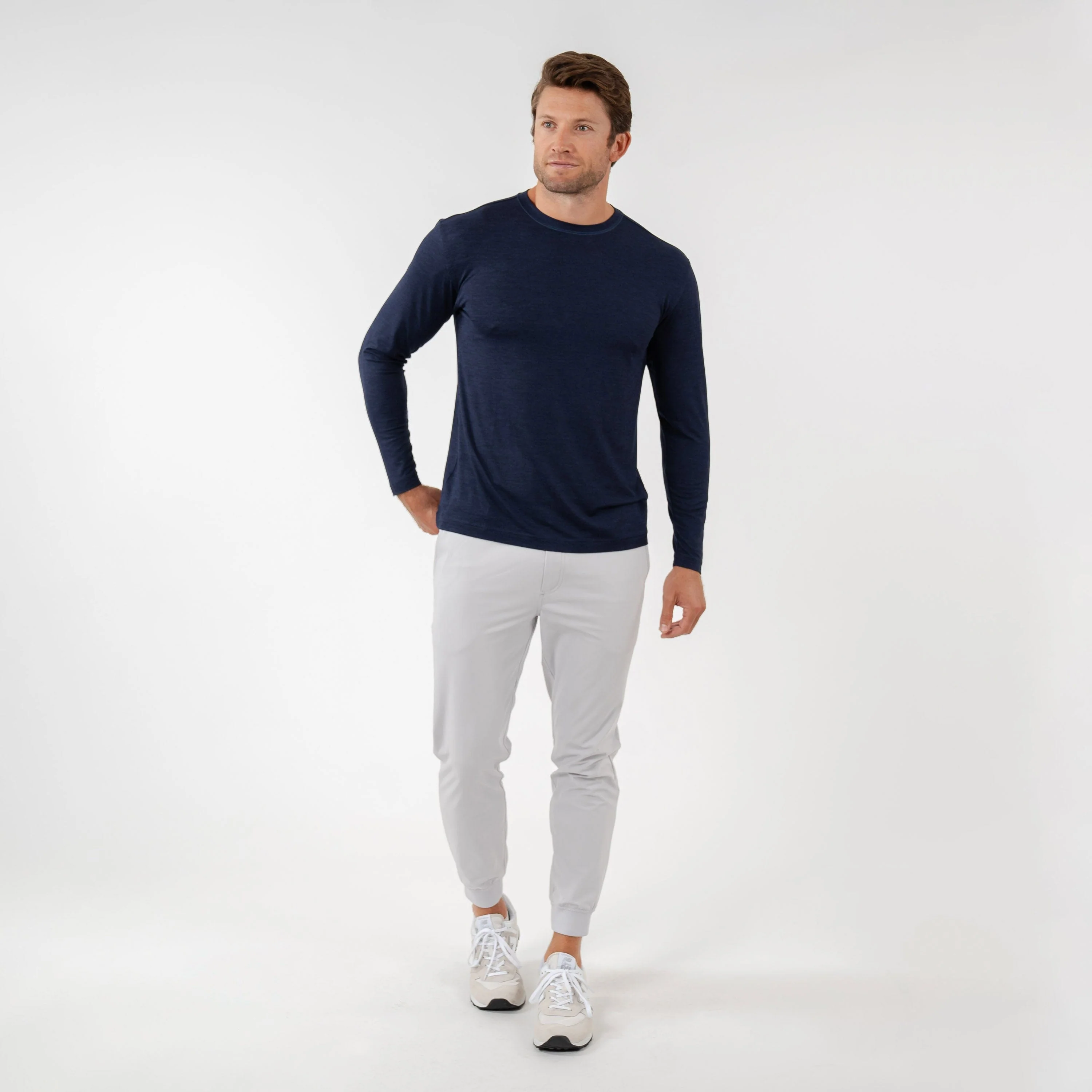 Tailwind Performance Long Sleeve Tee | Heather - Fleet Navy/Nightshade - Image 5