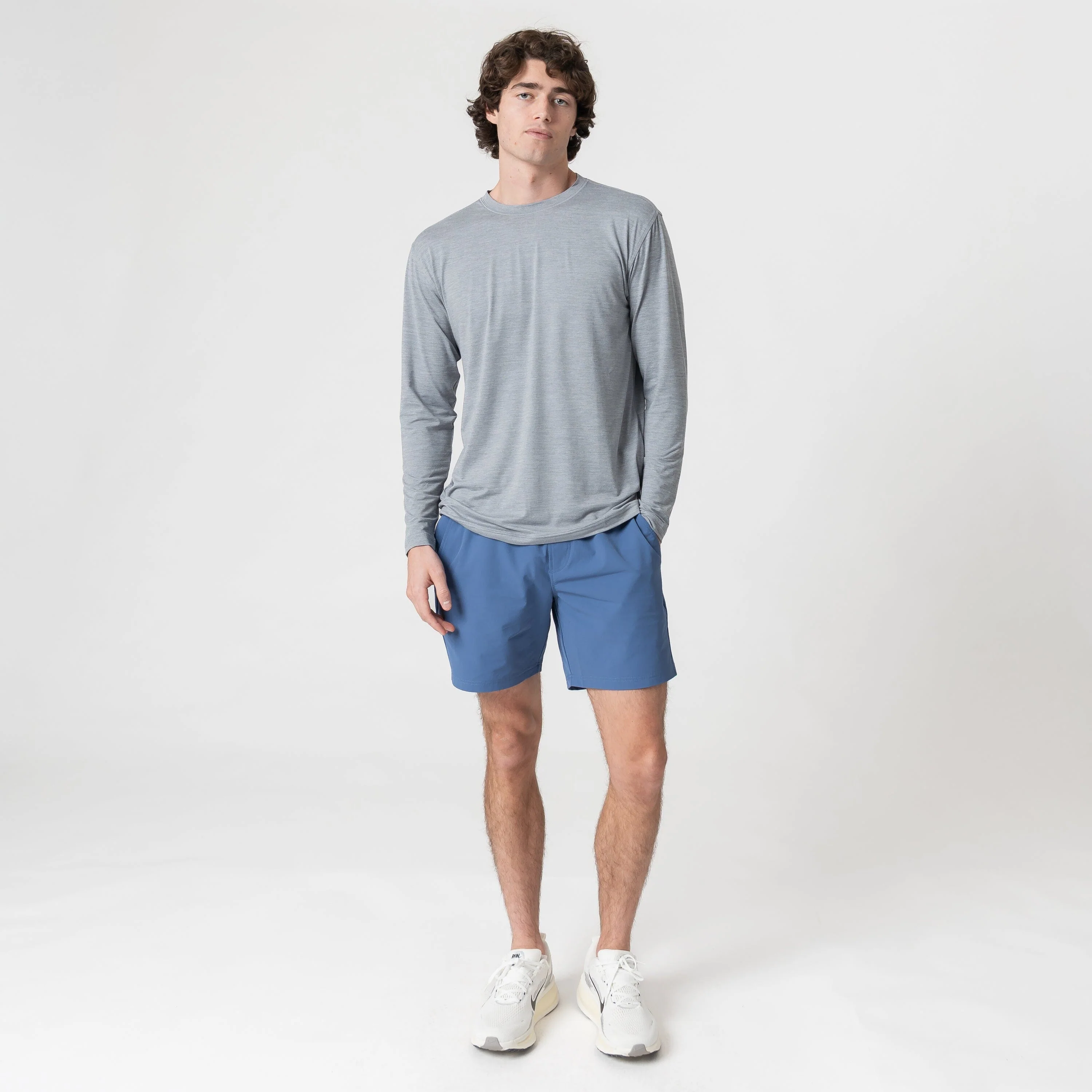 Tailwind Performance Long Sleeve Tee | Heather - Stainless Steel/Thunder Grey - Image 5