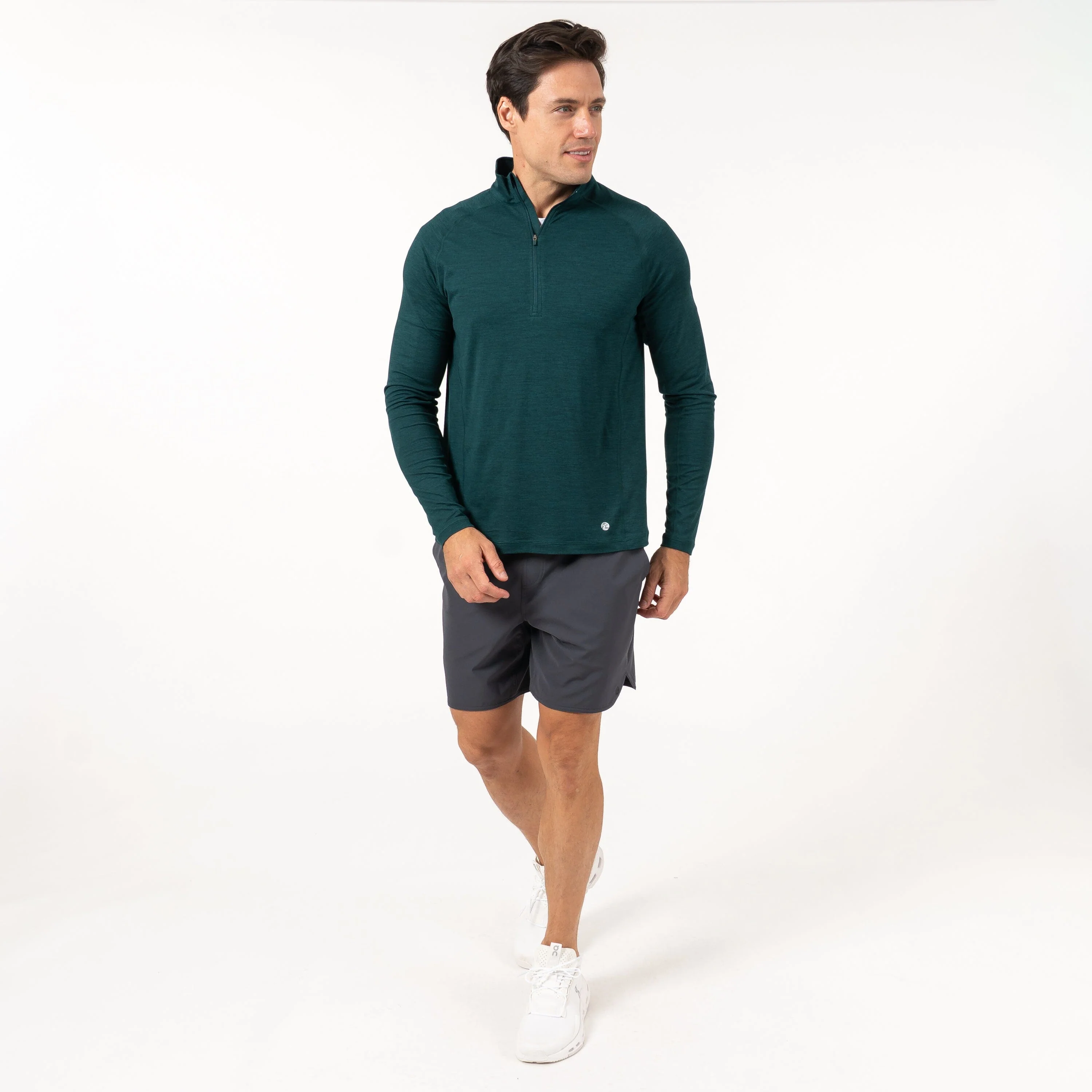 Tailwind Performance Q-Zip | Heather - Ponderosa Green/Ponderosa Green - Image 6