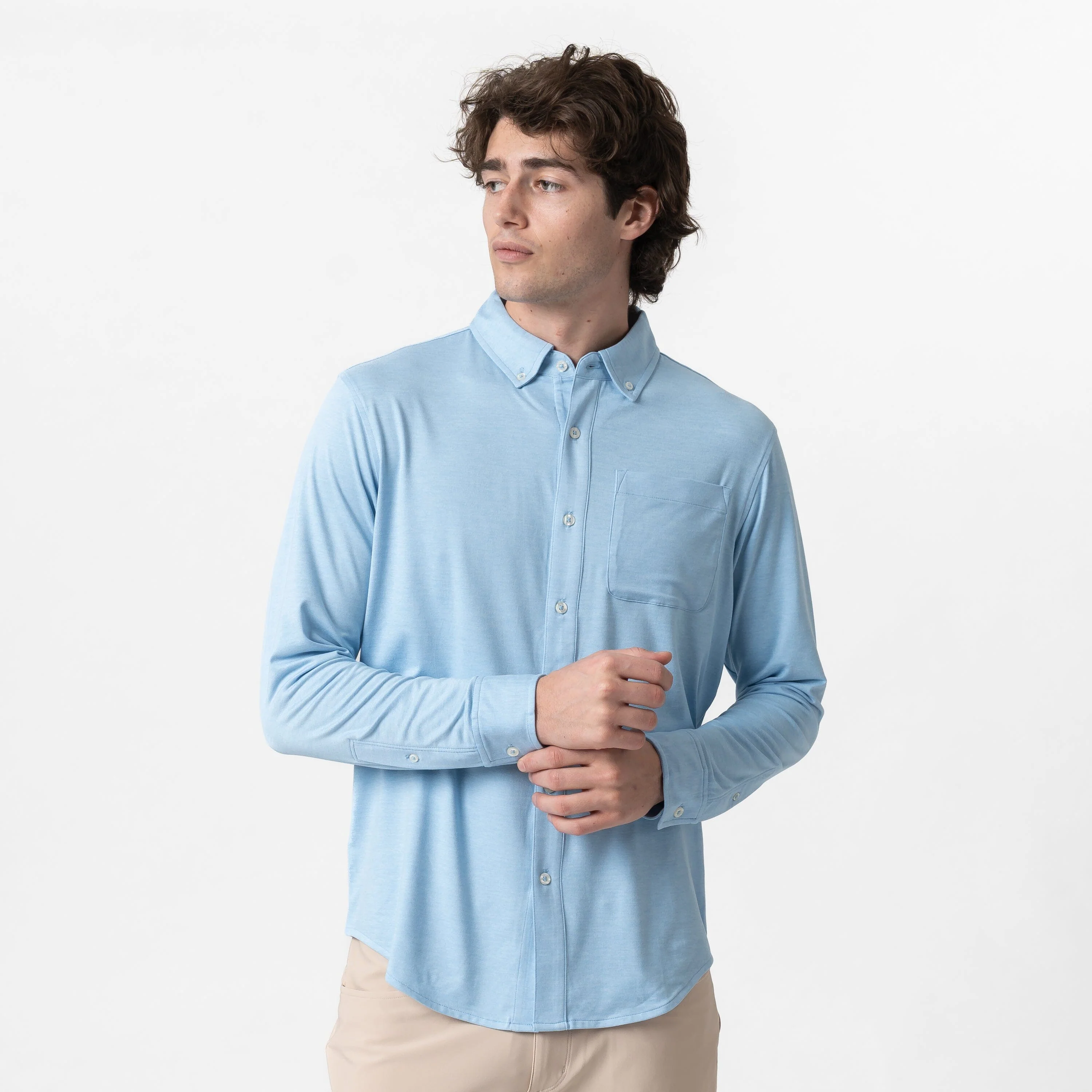 Tailwind Performance Sport Shirt | Heather - Baby Blue/Baby Blue - Image 7
