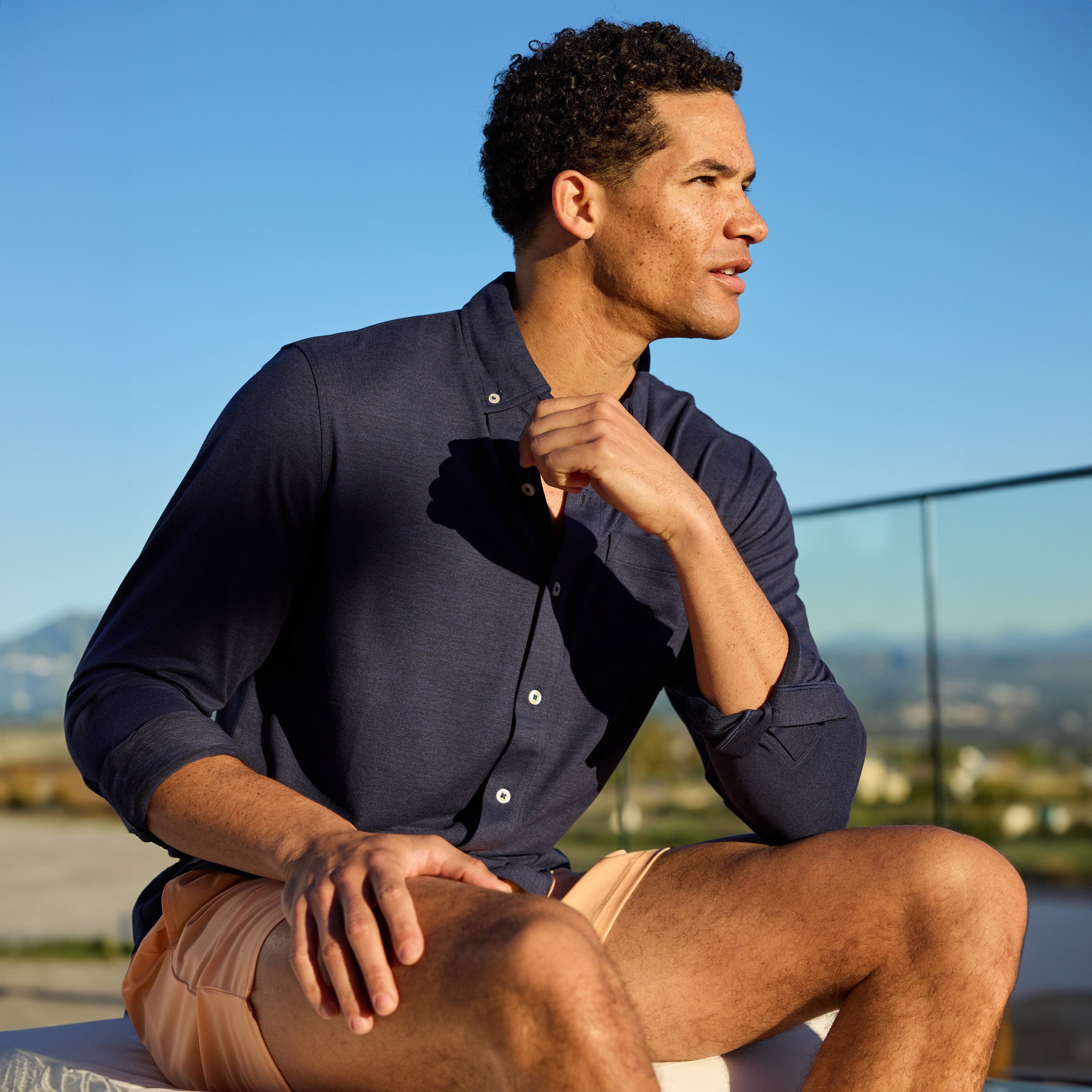 Tailwind Performance Sport Shirt | Heather - Fleet Navy/Nightshade