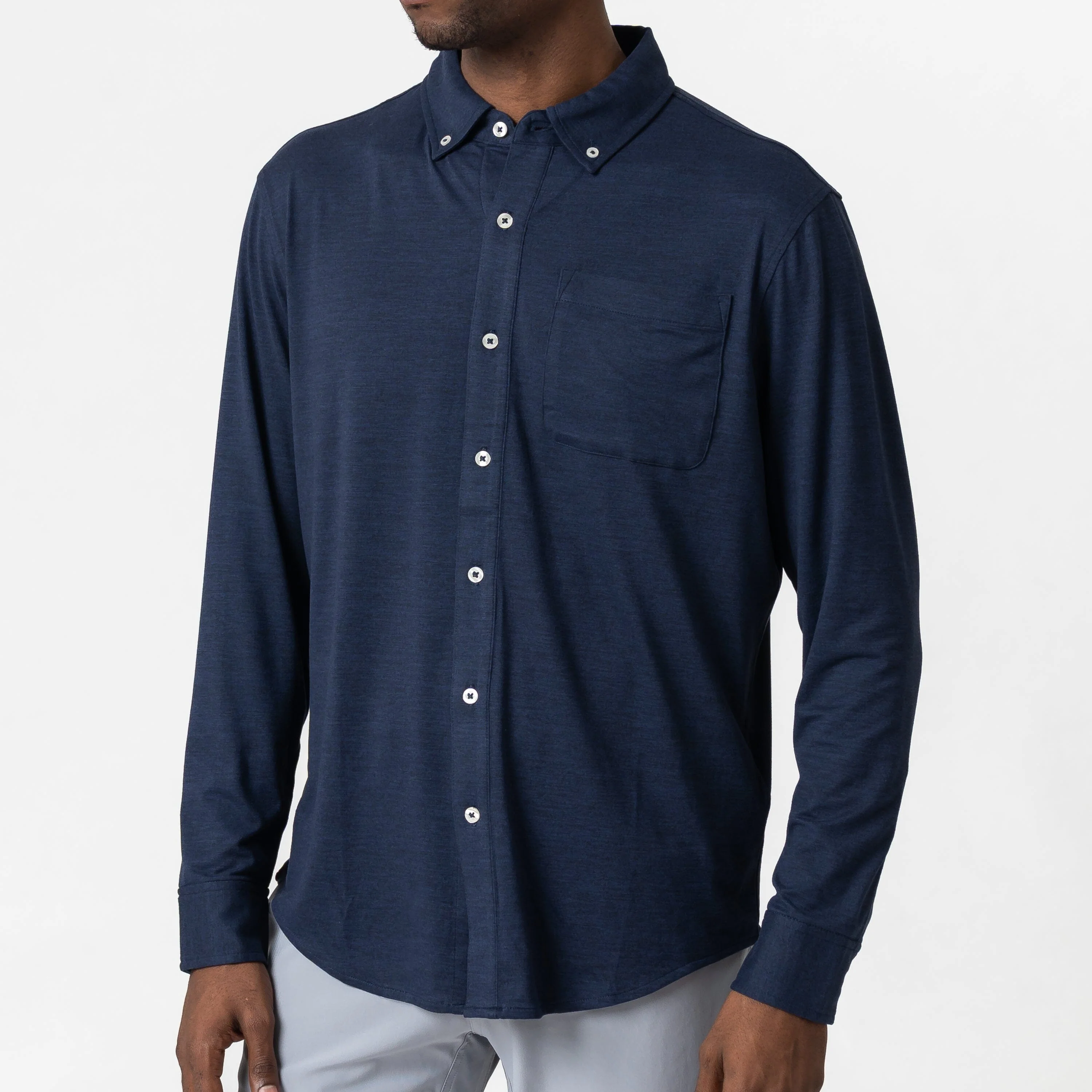 Tailwind Performance Sport Shirt | Heather - Fleet Navy/Nightshade - Image 2