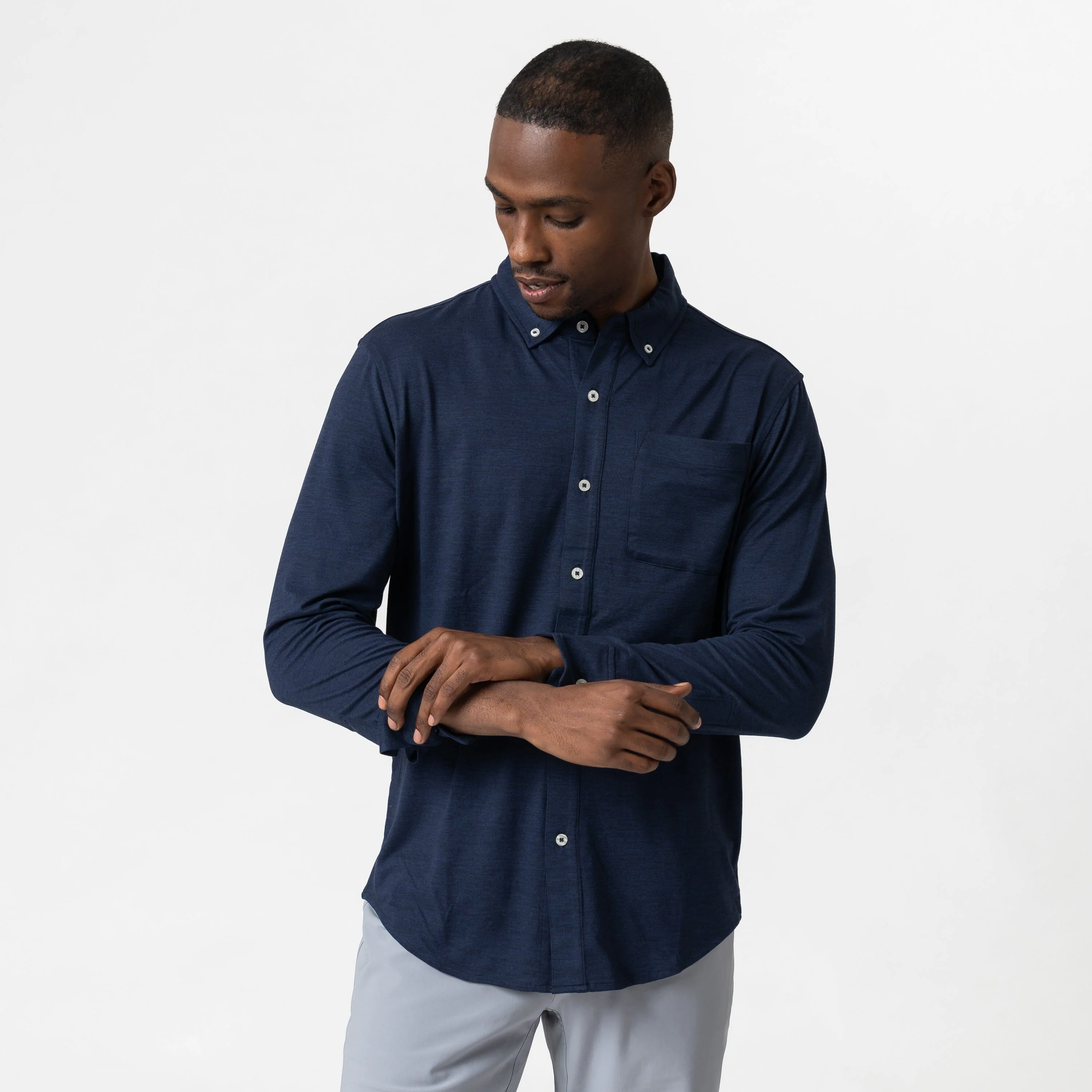 Tailwind Performance Sport Shirt | Heather - Fleet Navy/Nightshade - Image 7