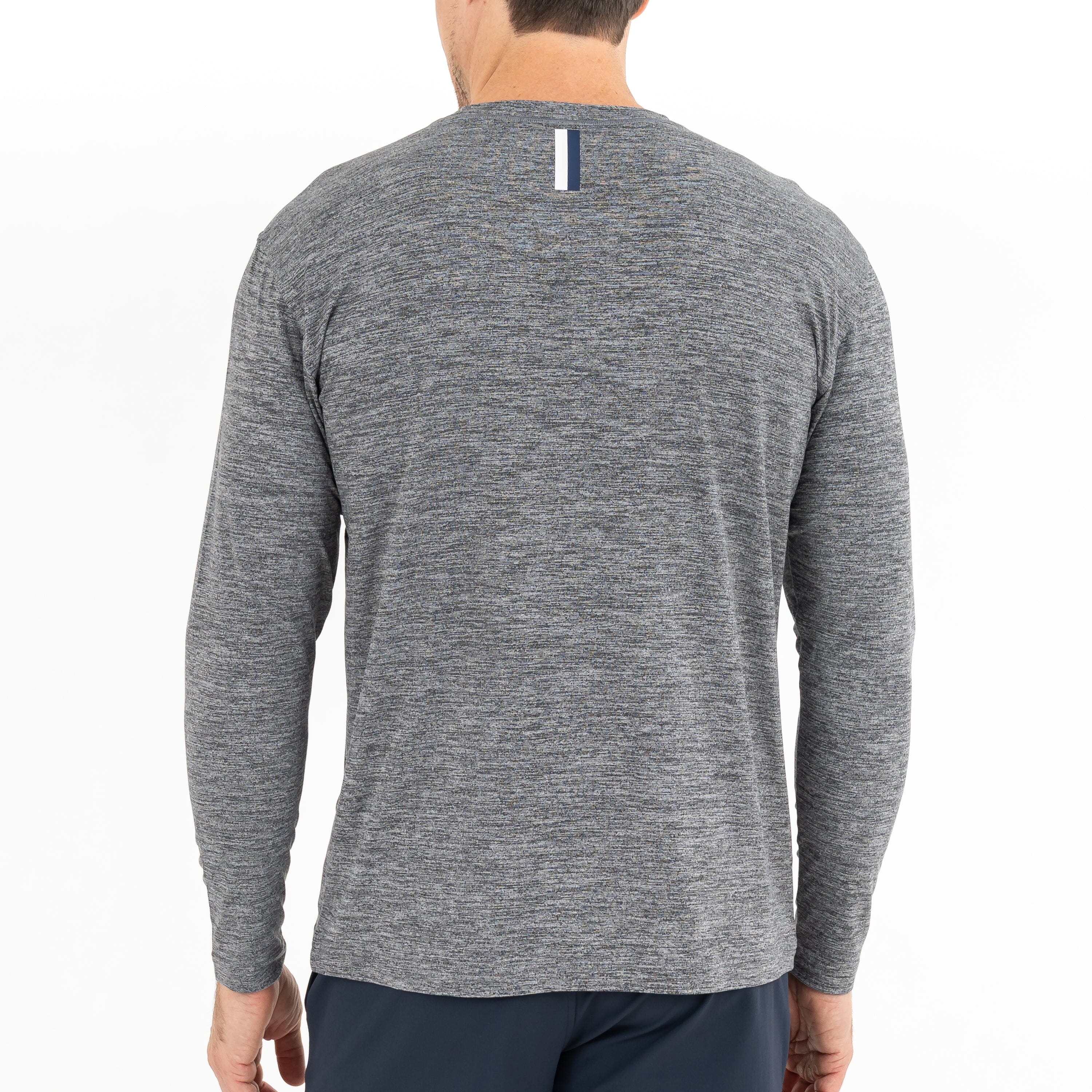 Tailwind Performance Long Sleeve Tee | Heather - Boulder Grey/White - Image 3