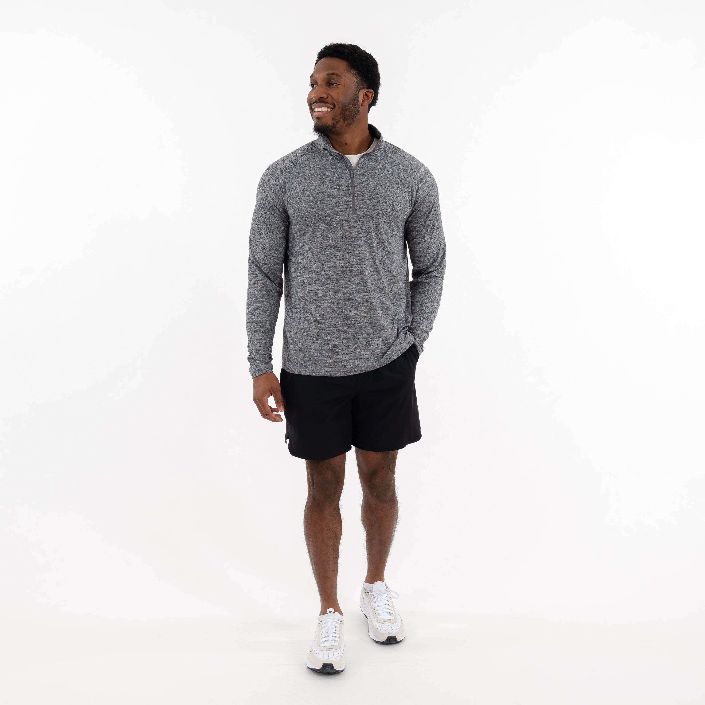 Tailwind Performance Q-Zip | Heather - Boulder Grey/White - Image 4