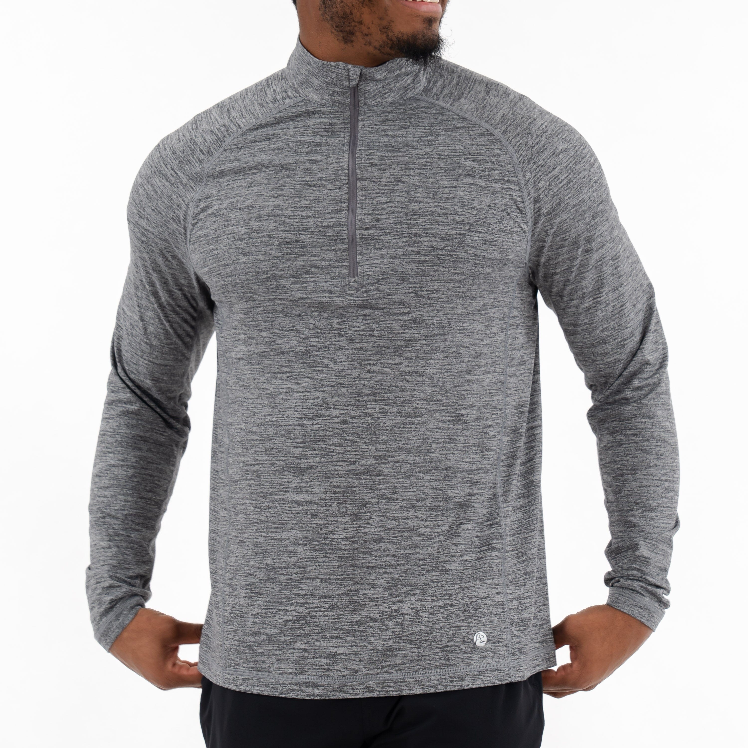 Tailwind Performance Q-Zip | Heather - Boulder Grey/White - Image 7