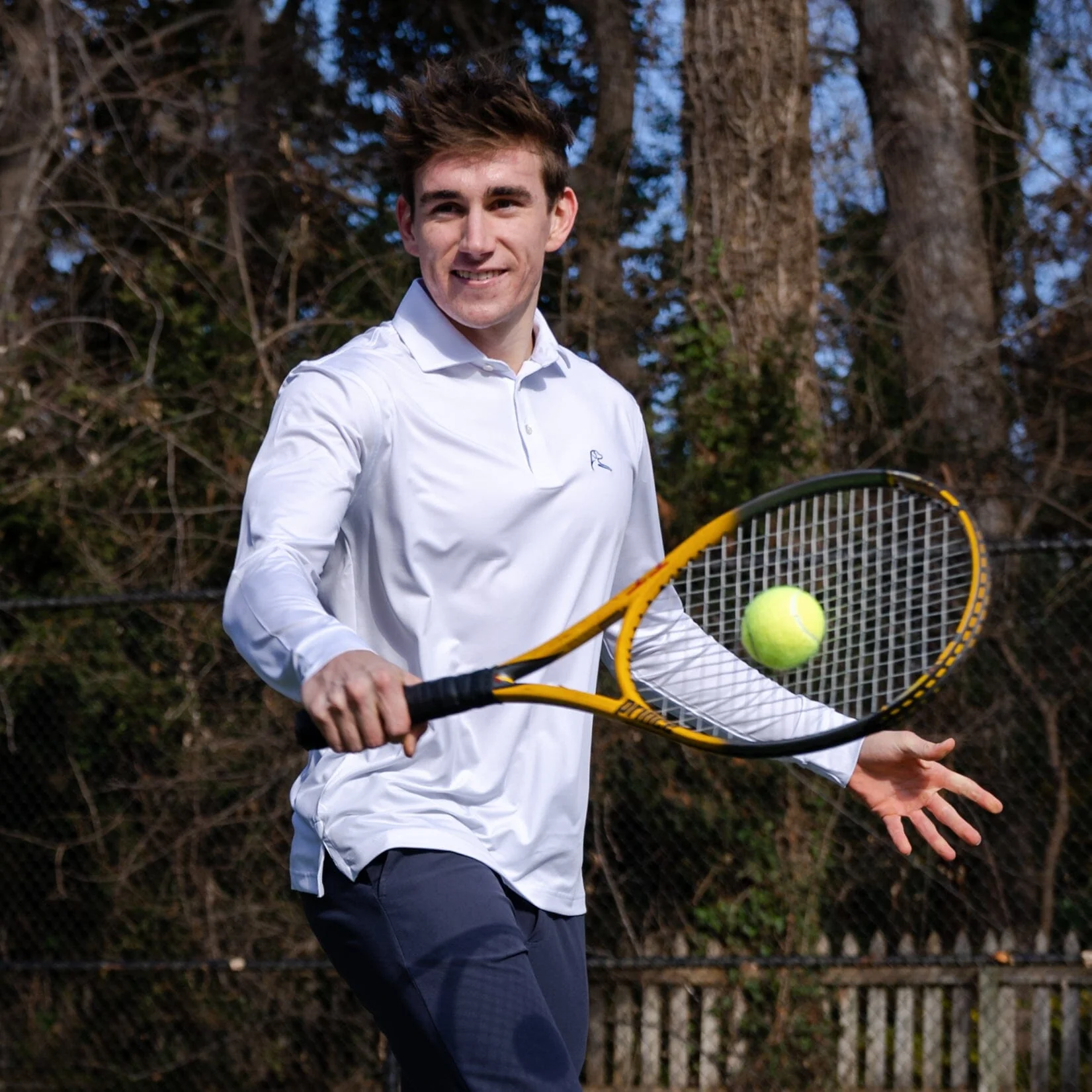 Solid | Long Sleeve Performance Polo | Solid - White - Image 5