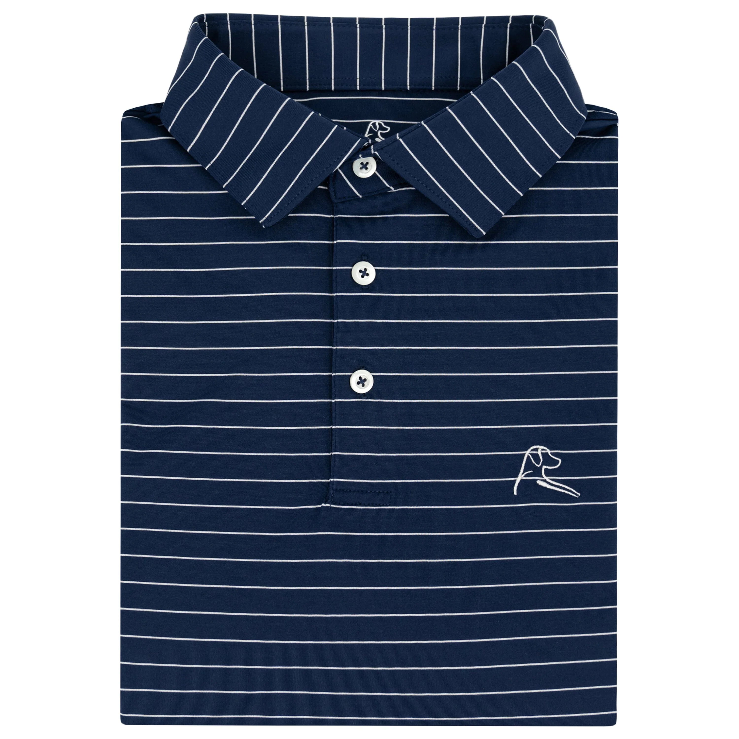 The Captain Stripe | Performance Polo | The Captain Stripe - Fleet Navy/White
