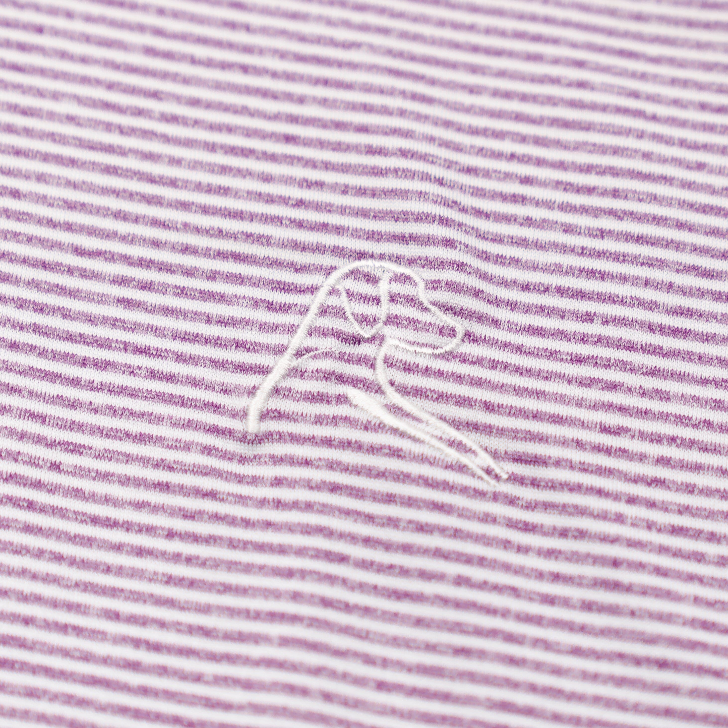 The Whaler Heather Stripe | Long Sleeve Performance Polo | The Whaler Heather Stripe - Big Easy Lavender/White - Image 3