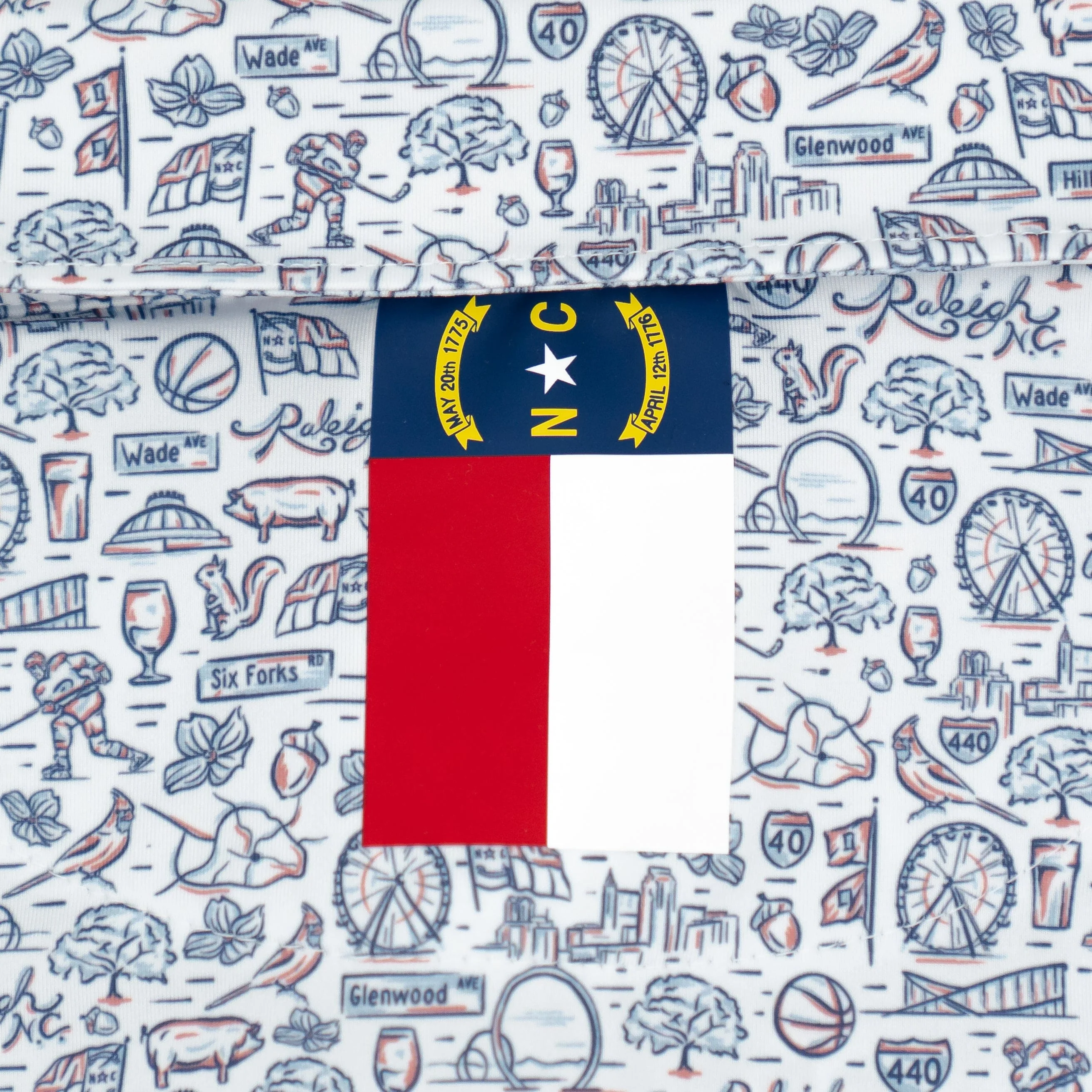 The City Of Oaks | Performance Polo | The City Of Oaks - White/Pure Blue - NC - Image 4