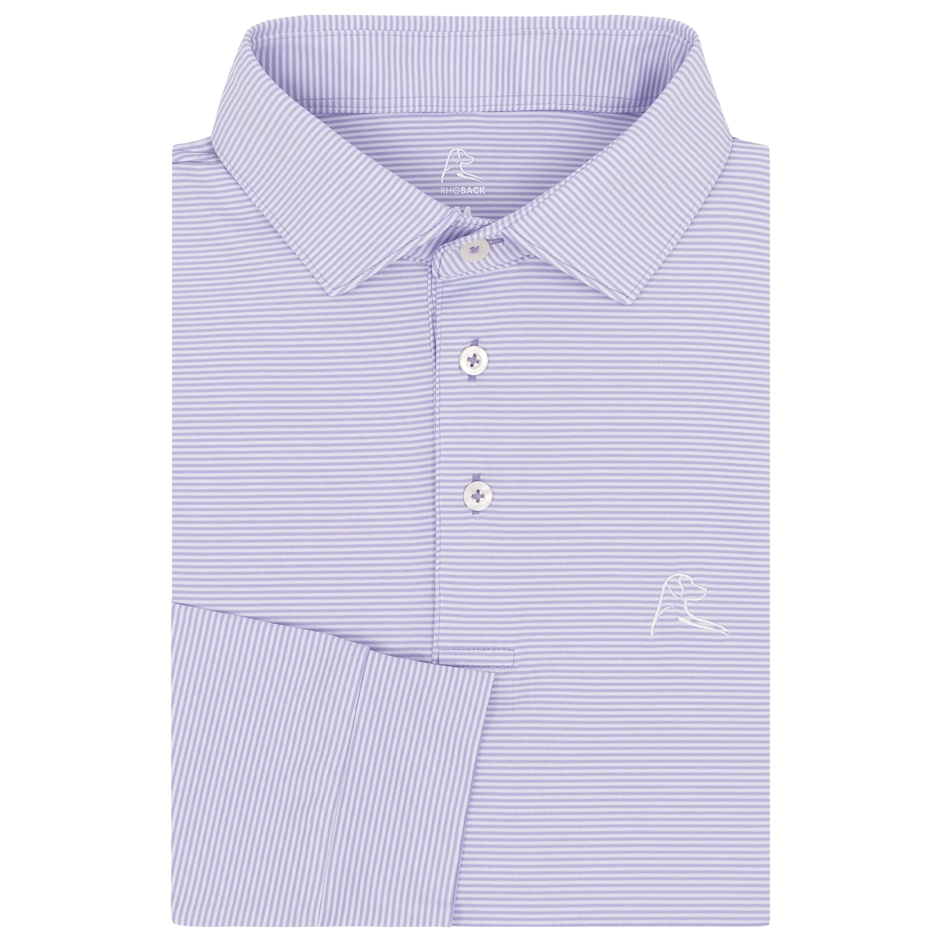 The Crispy Stripe | Long Sleeve Performance Polo | The Crispy Stripe - Lavender/White