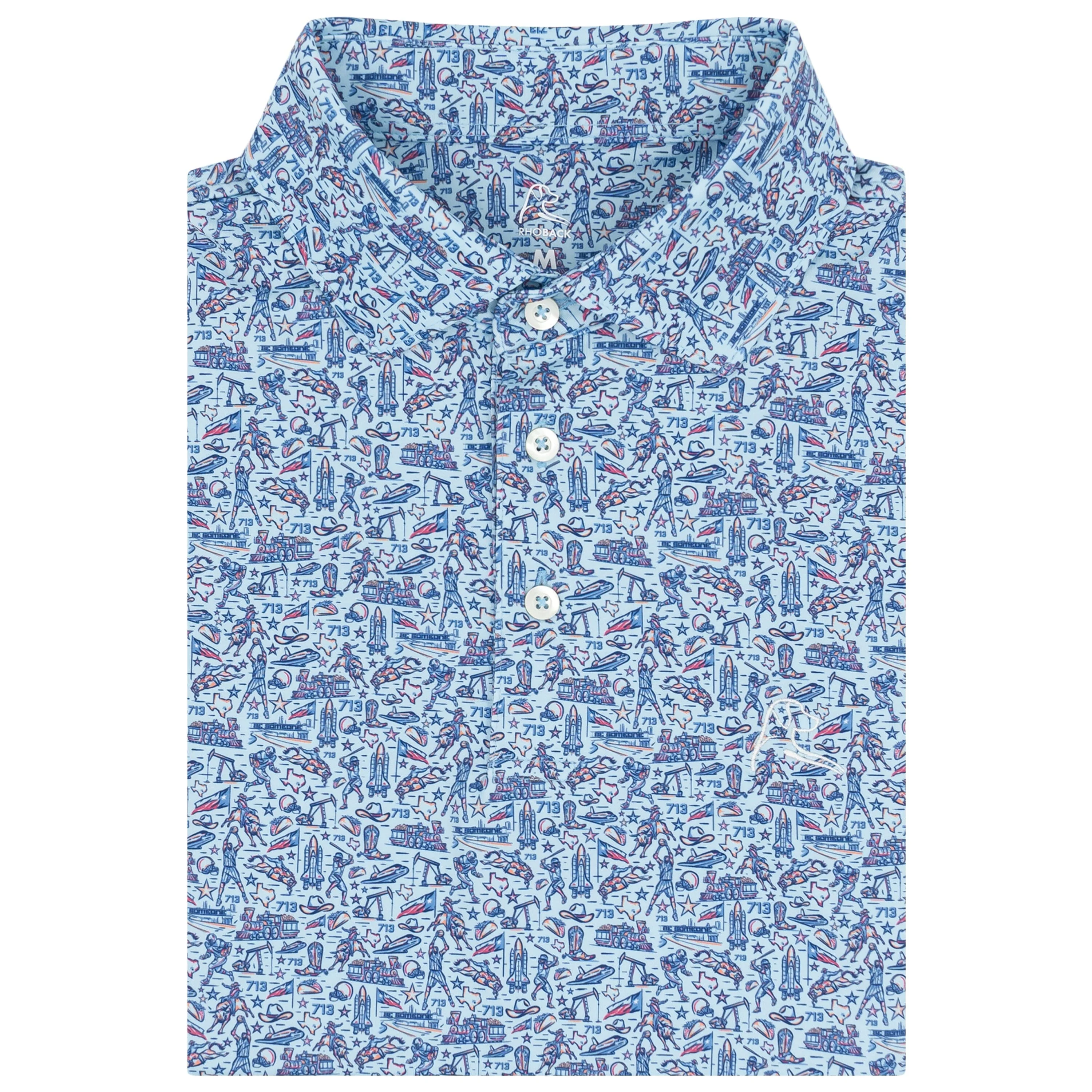 The Houston | Performance Polo | The Houston - Pale Blue/Deep Blue - TX