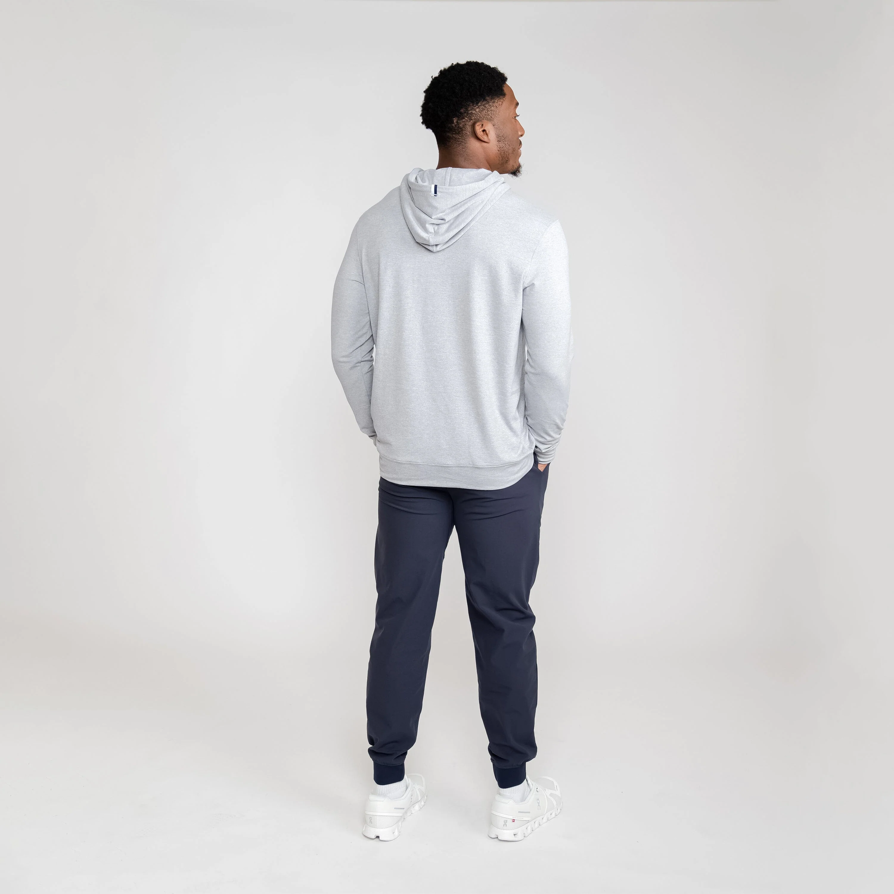 Hesi Performance Hoodie | Heather - Stainless Steel/White - Image 3