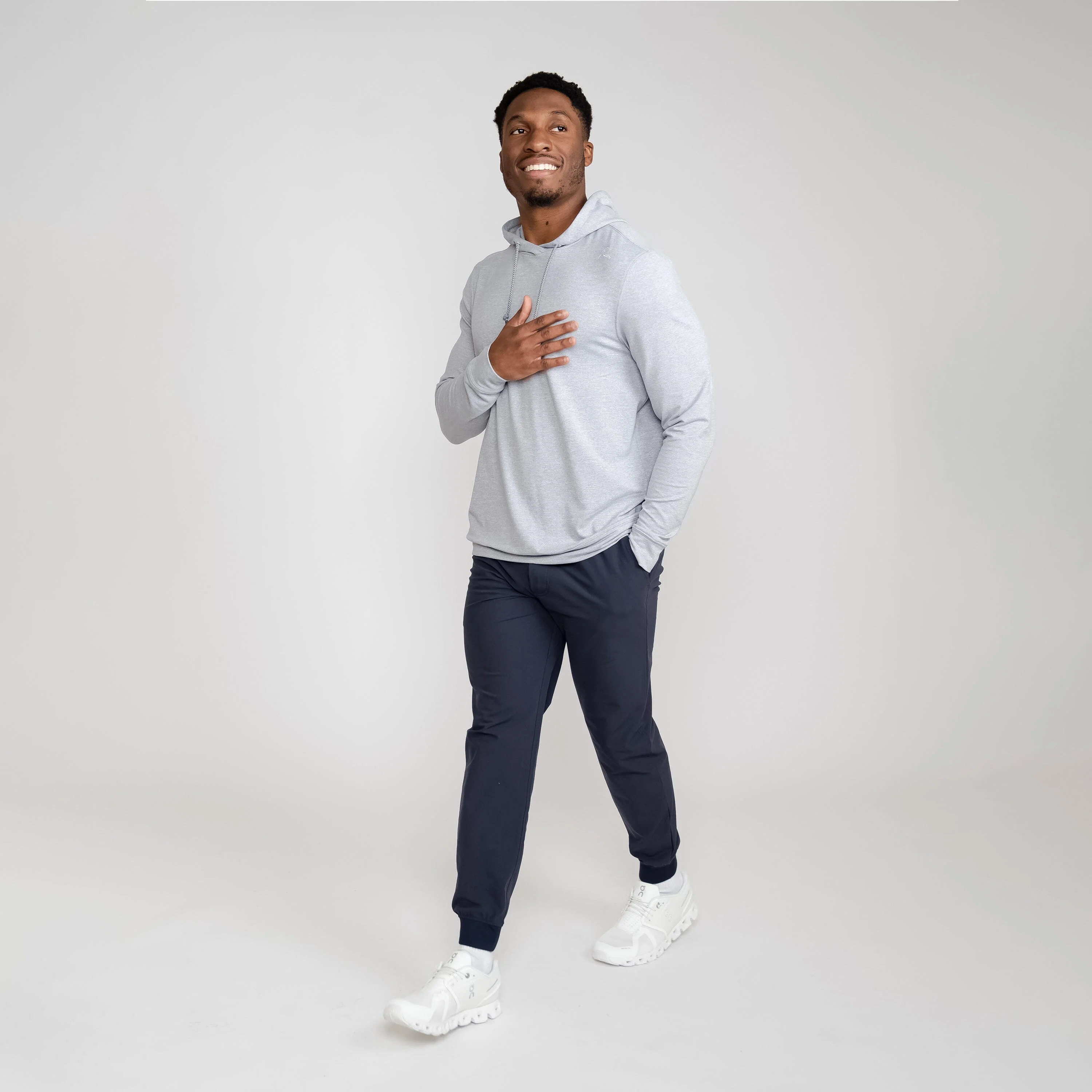 Hesi Performance Hoodie | Heather - Stainless Steel/White - Image 6