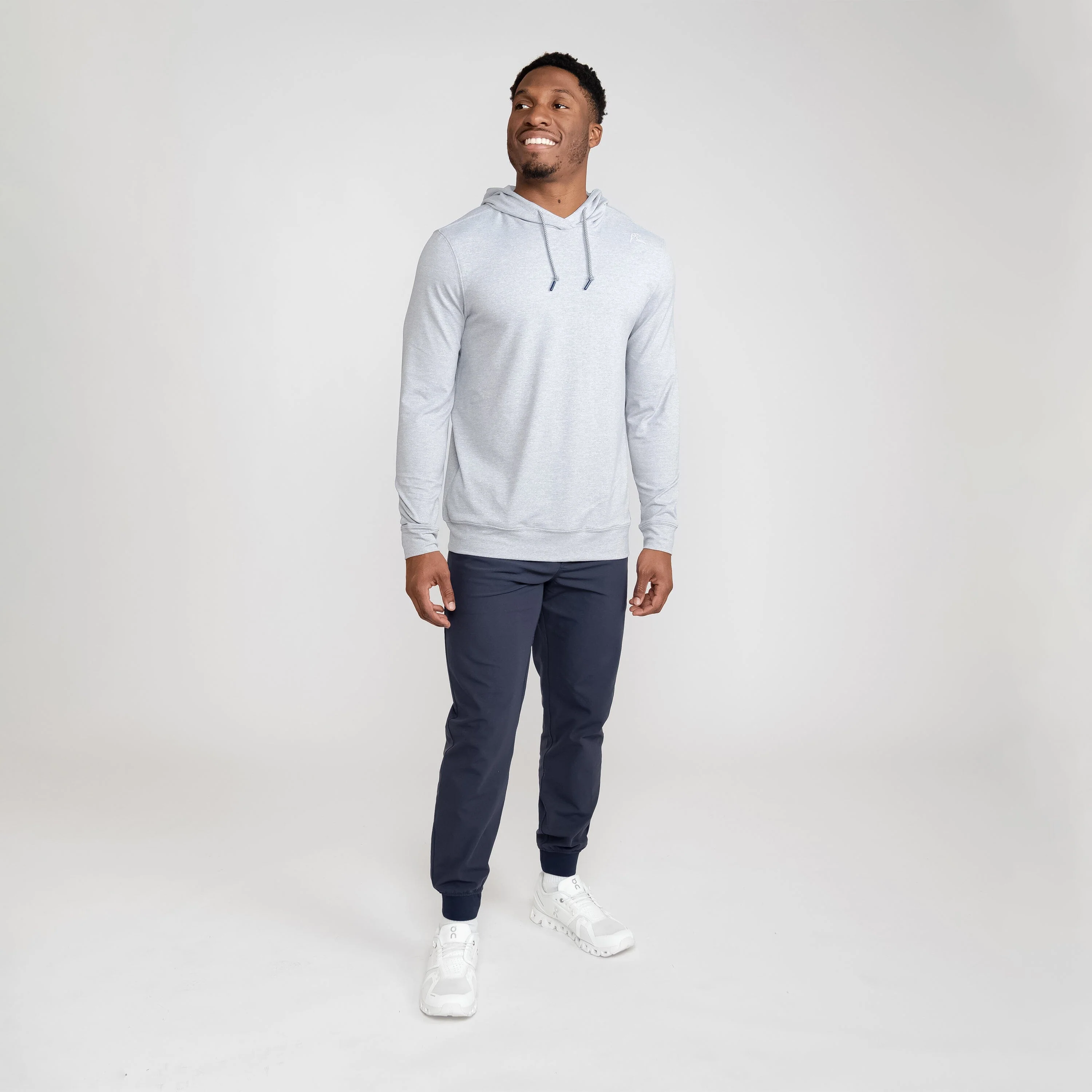 Hesi Performance Hoodie | Heather - Stainless Steel/White - Image 7