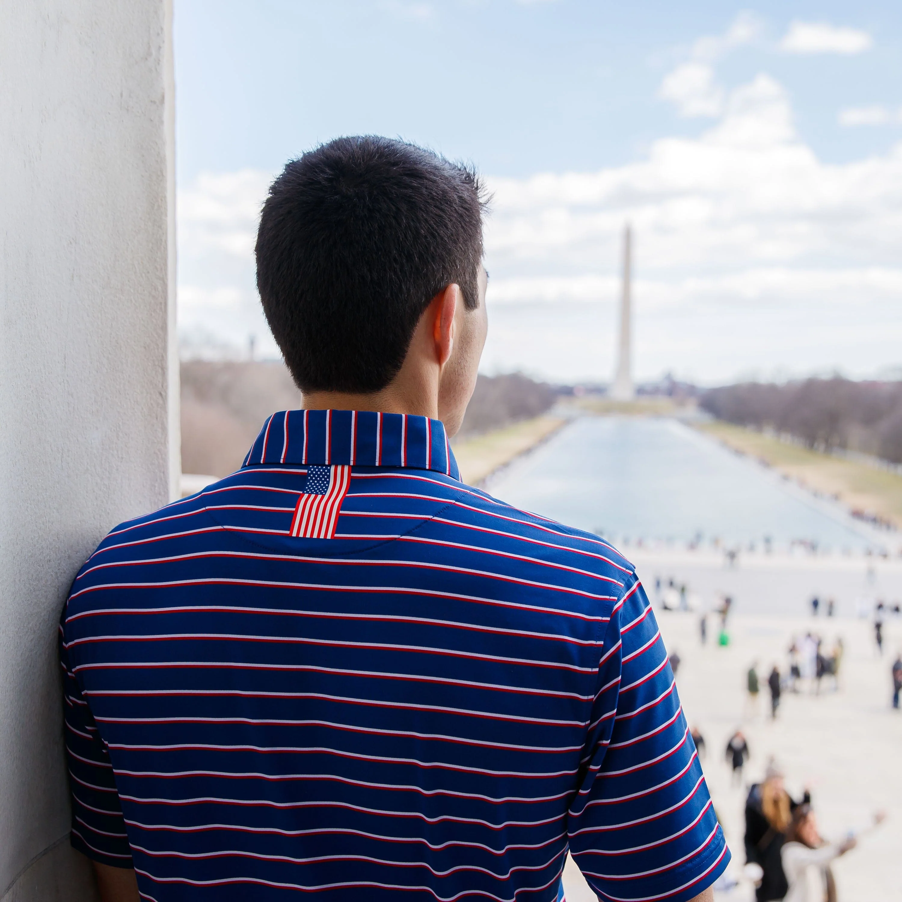 The Old Glory Stripe | Performance Polo | The Old Glory Stripe - Ocean Blue/Classic Red/White - Image 5