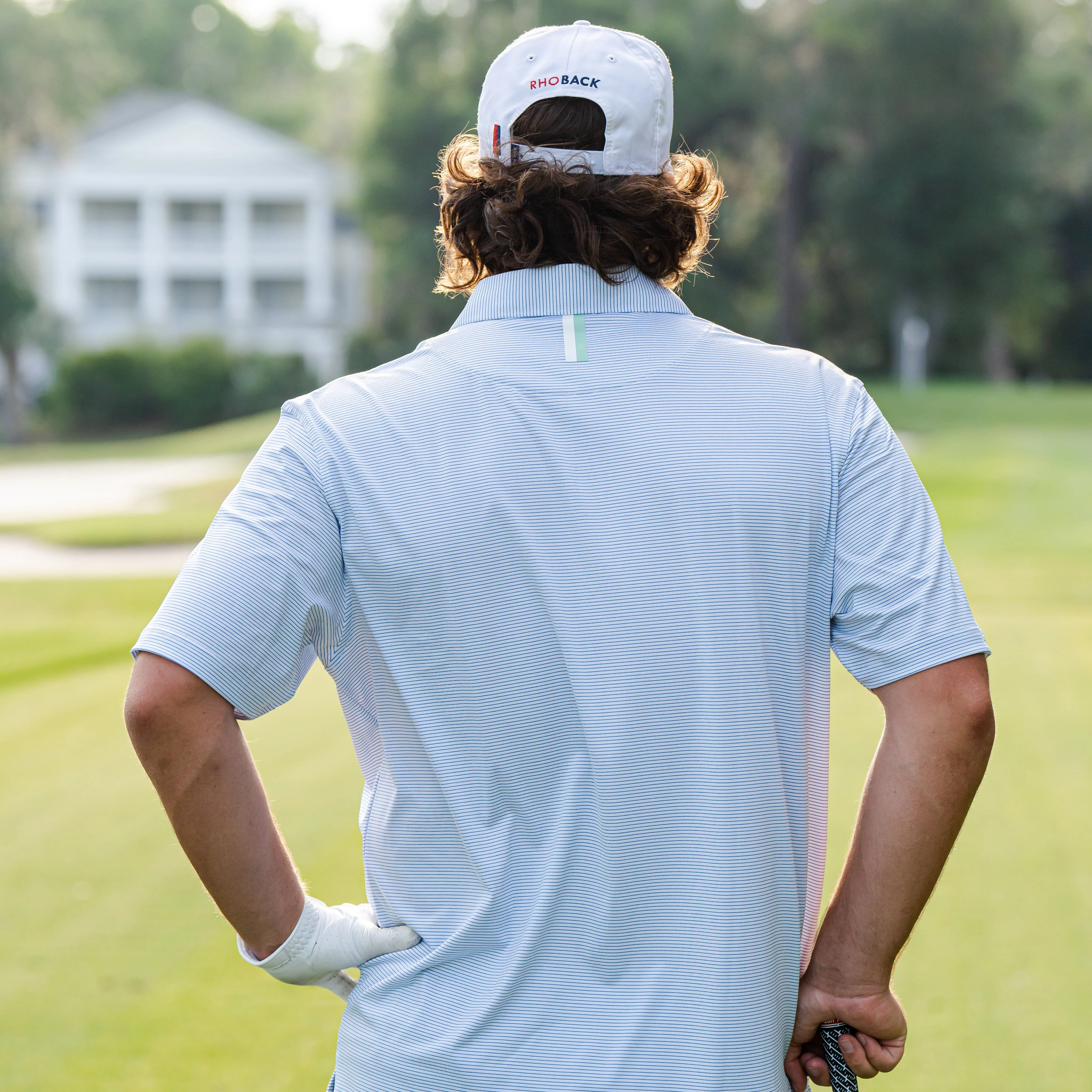 The Shell Stripe | Performance Polo | The Shell Stripe - Birdie Blue/White - Image 5
