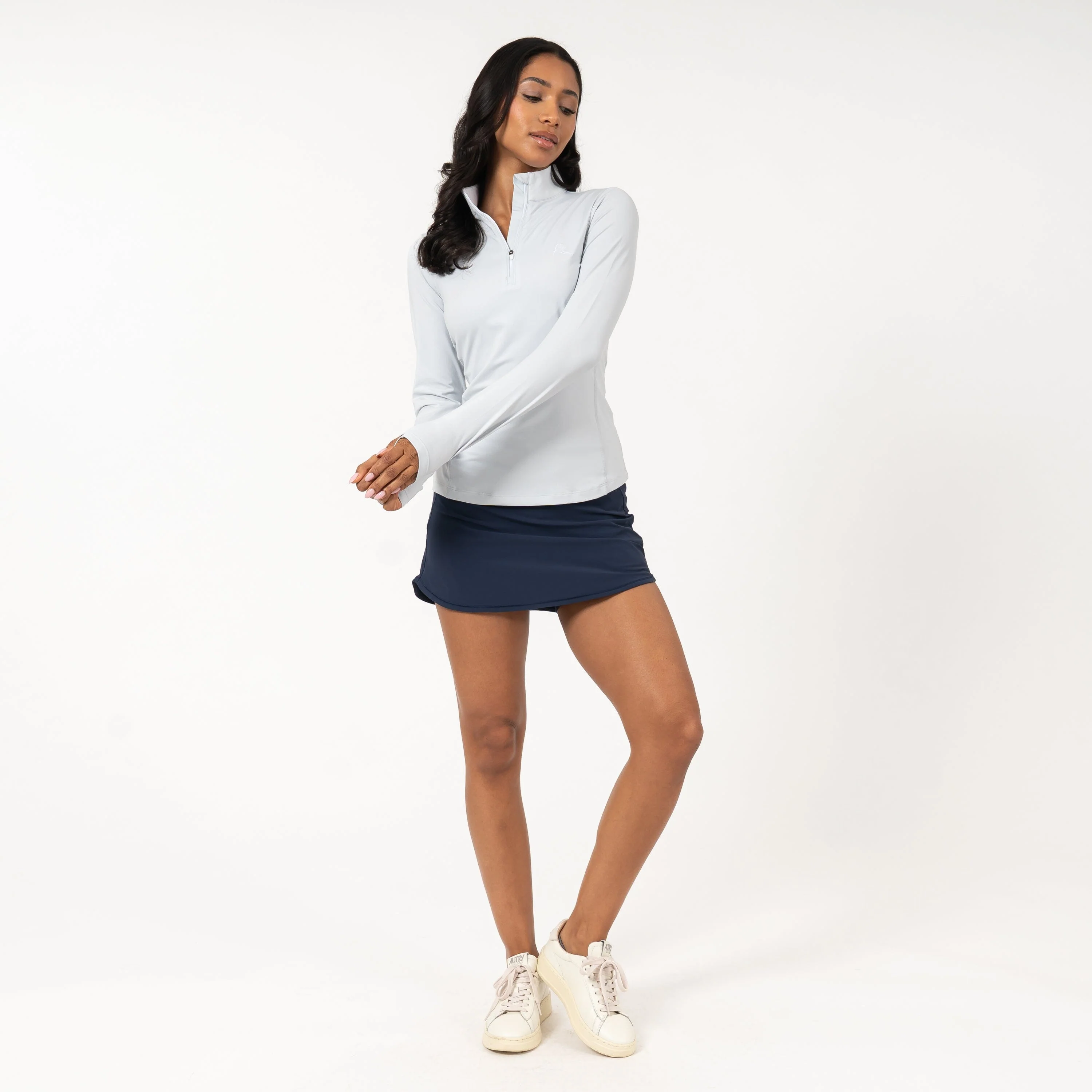 Heather Performance Q-Zip | Heather - Stratus Grey/White - Image 6