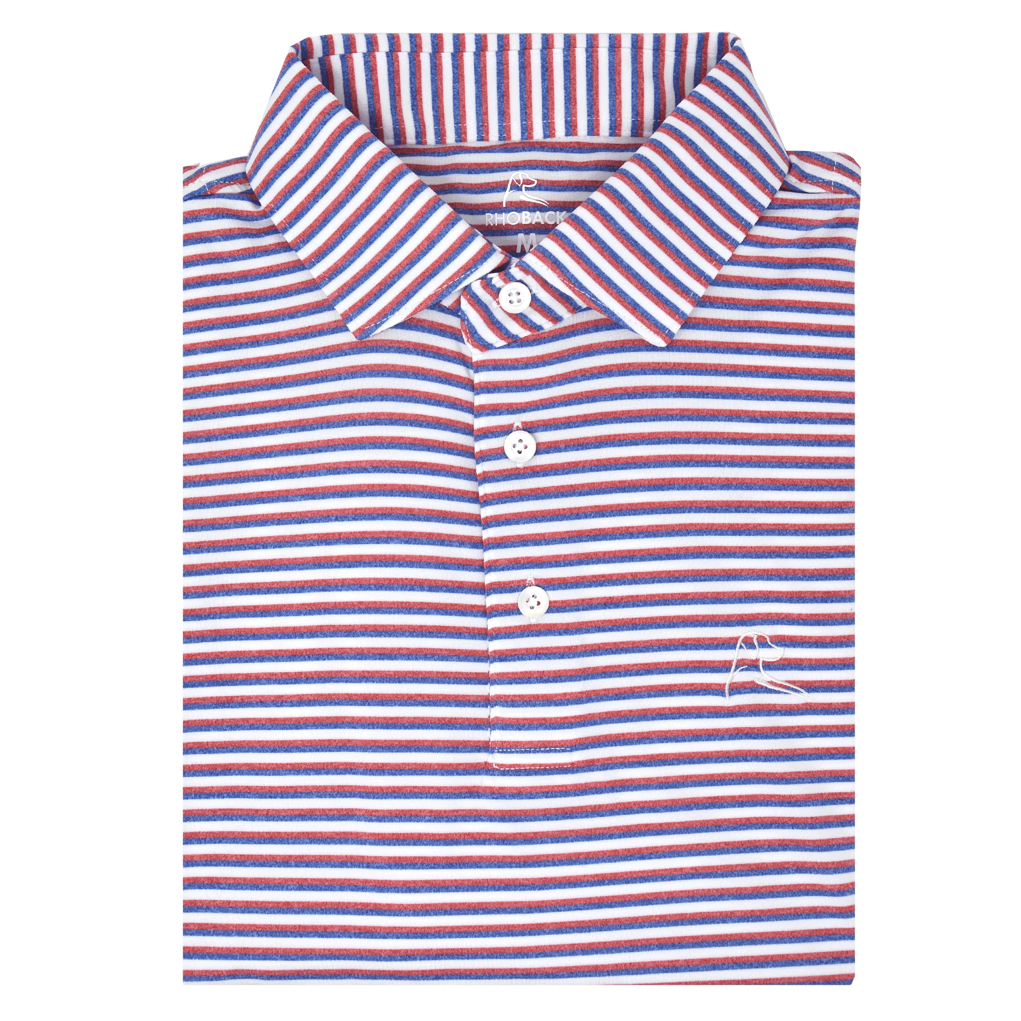 The Spacious Skies Heather Stripe | Performance Polo | The Spacious Skies Heather Stripe - Classic Red/Ocean Blue/White