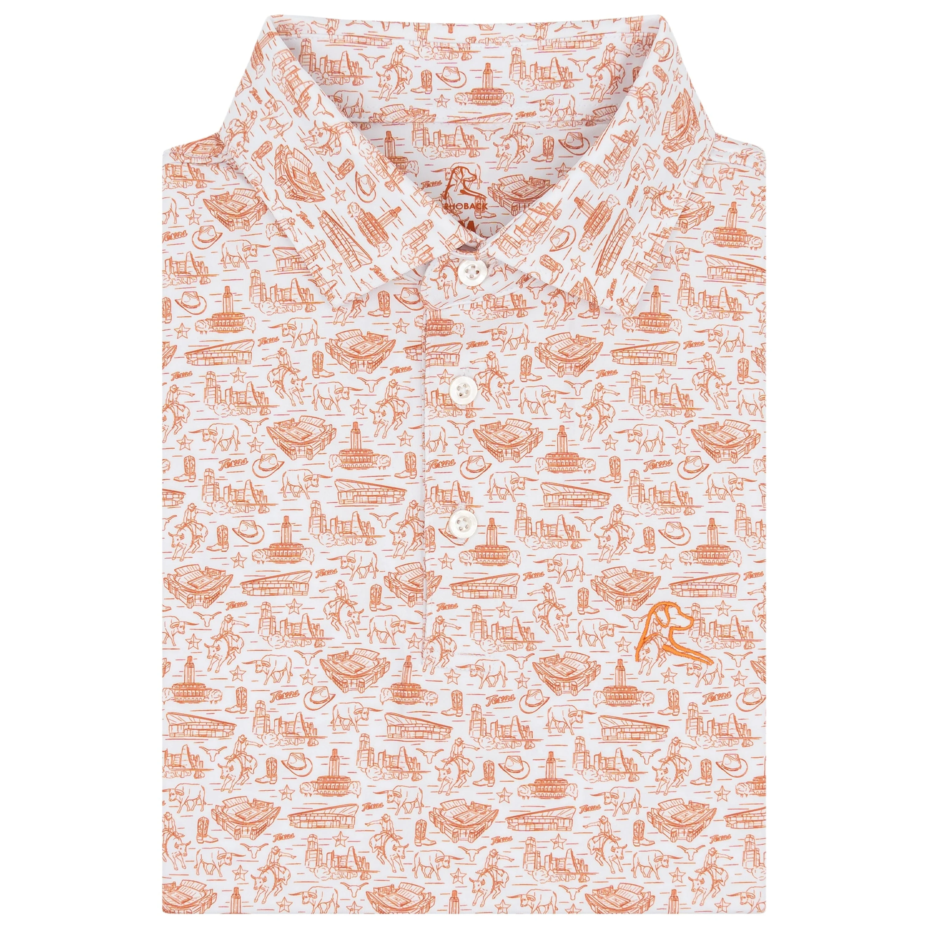 The Texas Campus | Collegiate Polo | The Texas Campus - White/Rust Orange