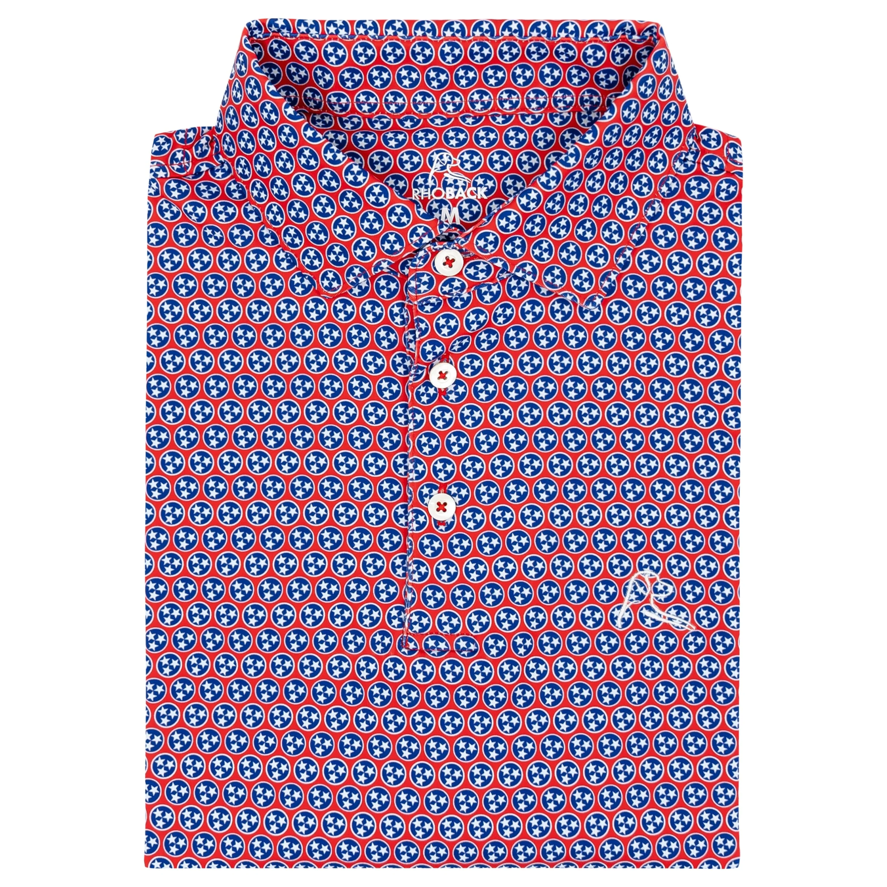 The Volunteer | Performance Polo | The Volunteer - Classic Red/Shoal Blue