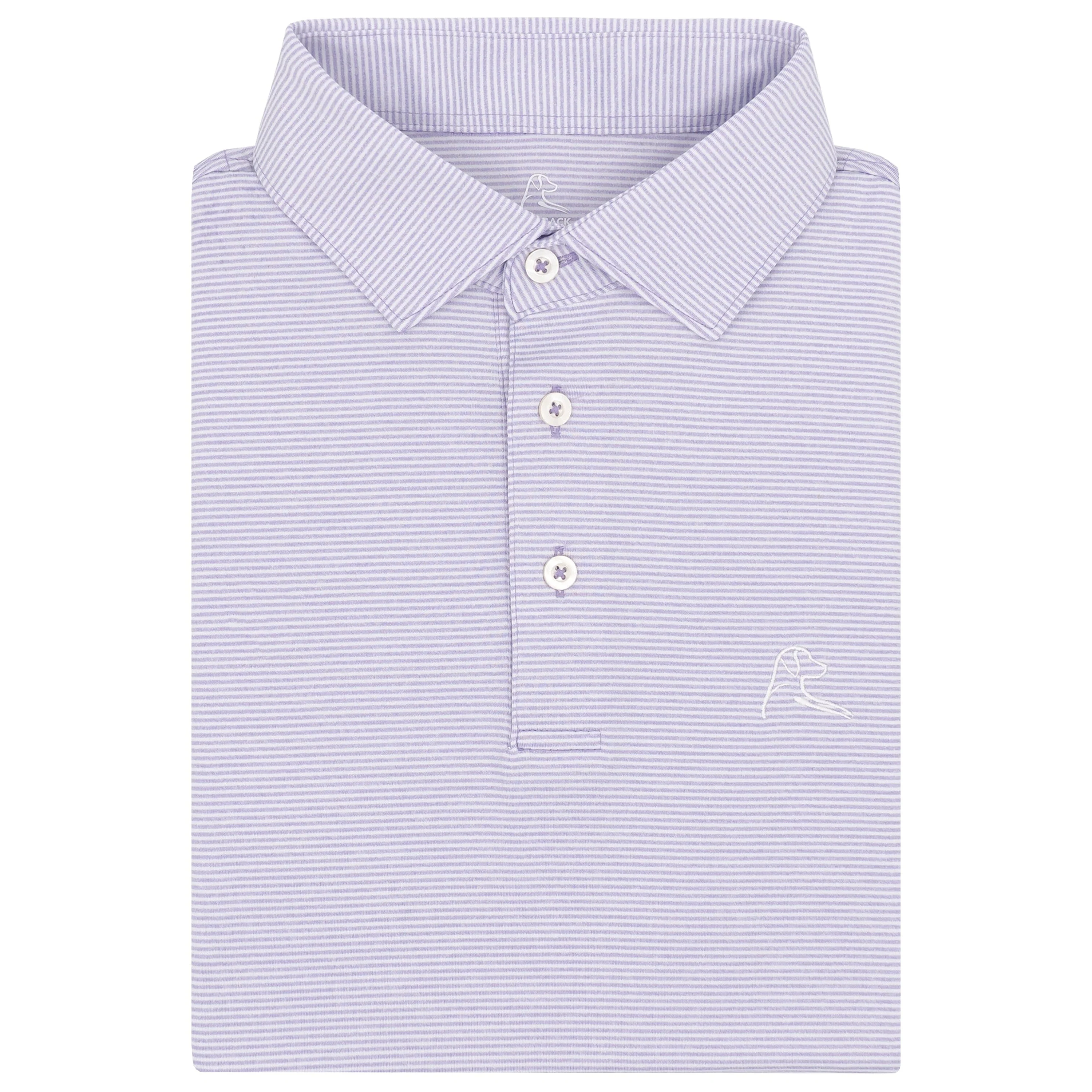 The Whaler Heather Stripe | Performance Polo | The Whaler Heather Stripe - Lavender/White