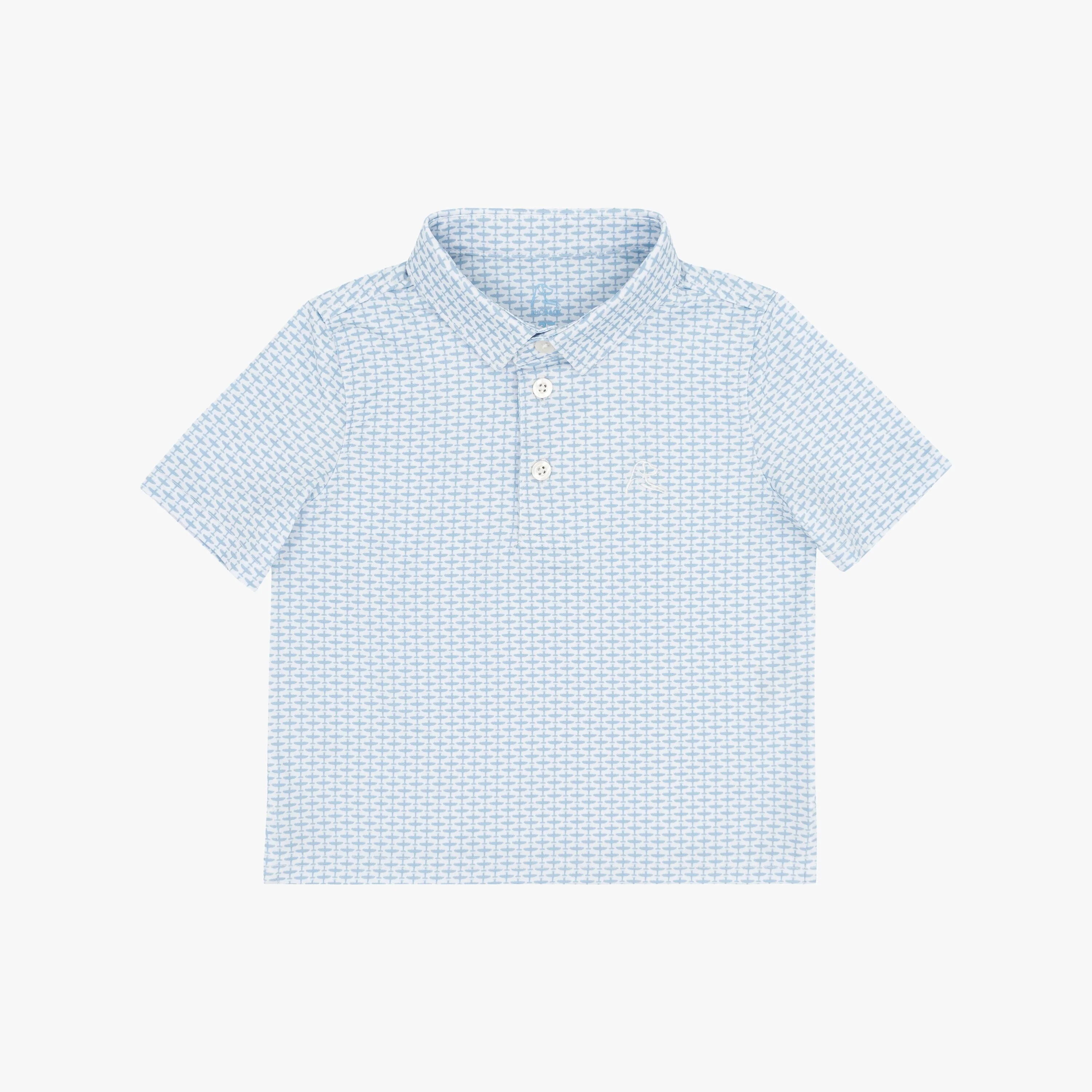 The Lil' Thunderbolt | Performance Polo | The Thunderbolt - White/Zenith Blue