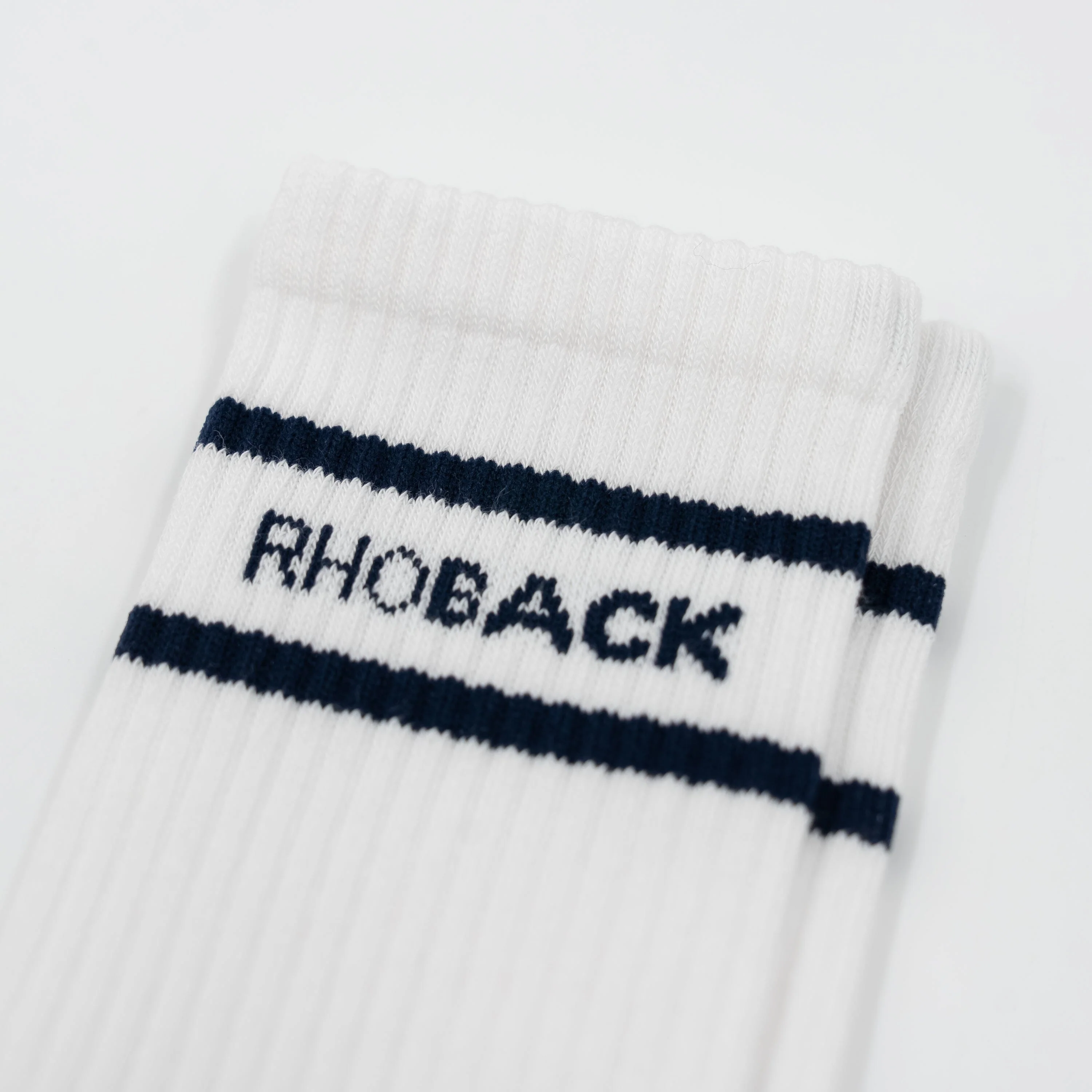 Stratus Performance Crew Socks | Solid - White - Fleet Navy/Fleet Navy - Image 2
