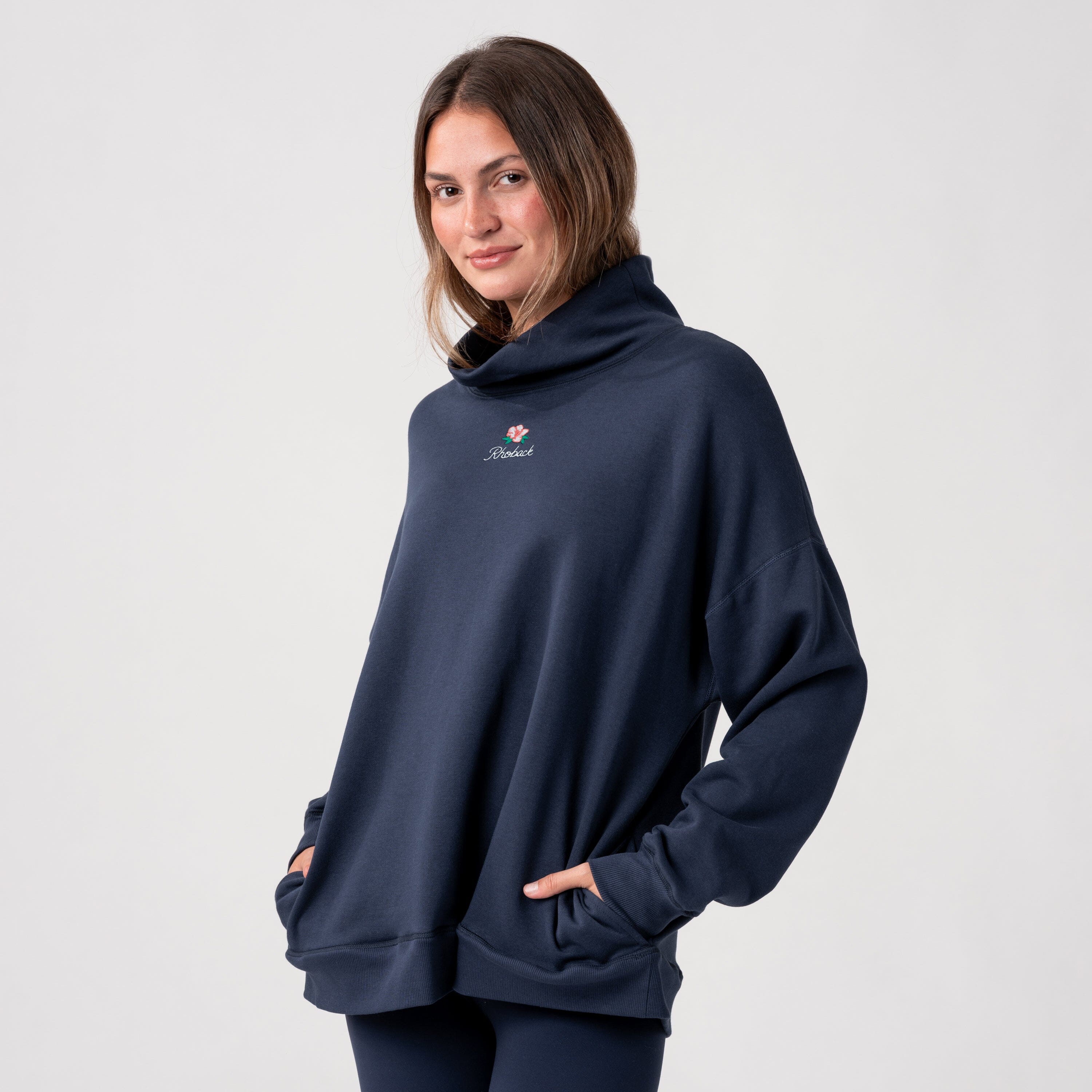 Bedford Oversized Mockneck | Solid - Fleet Navy - Azalea Script - Image 7