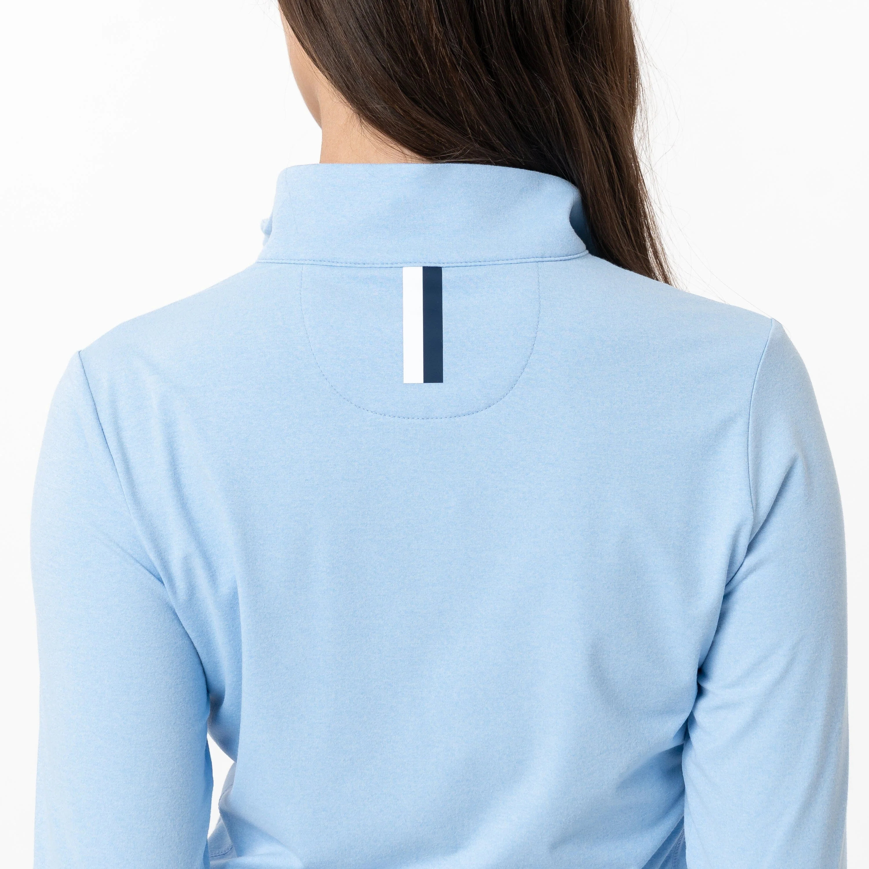 Heather Performance Q-Zip | Heather - Baby Blue/Air Blue - Image 3