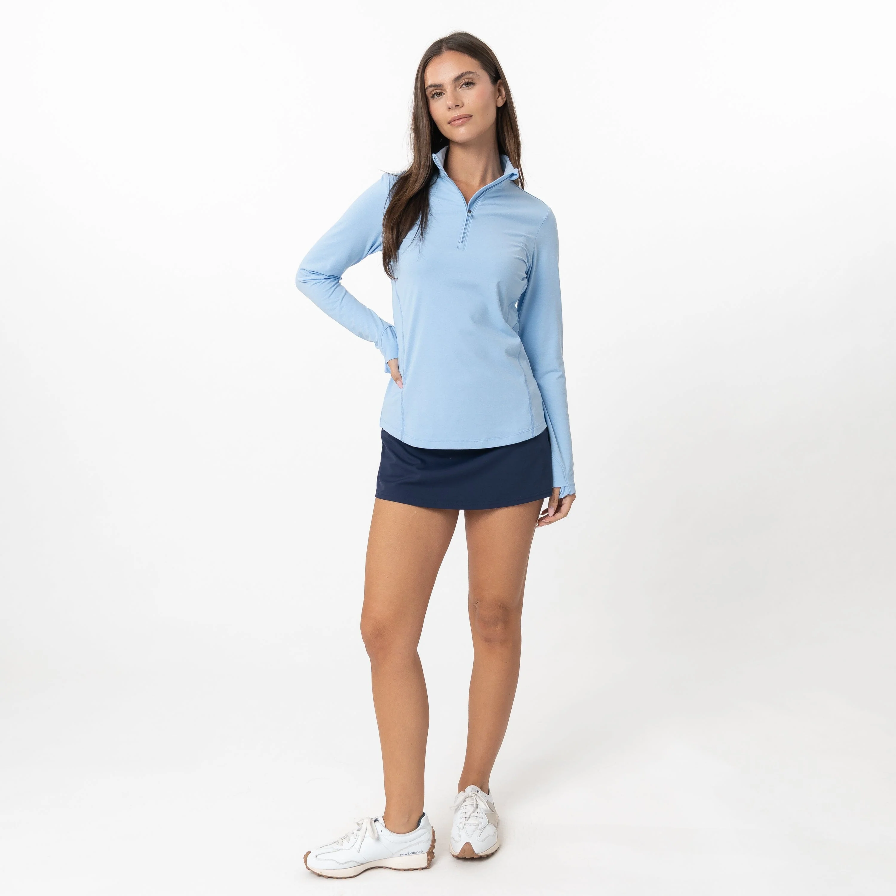 Heather Performance Q-Zip | Heather - Baby Blue/Air Blue - Image 5