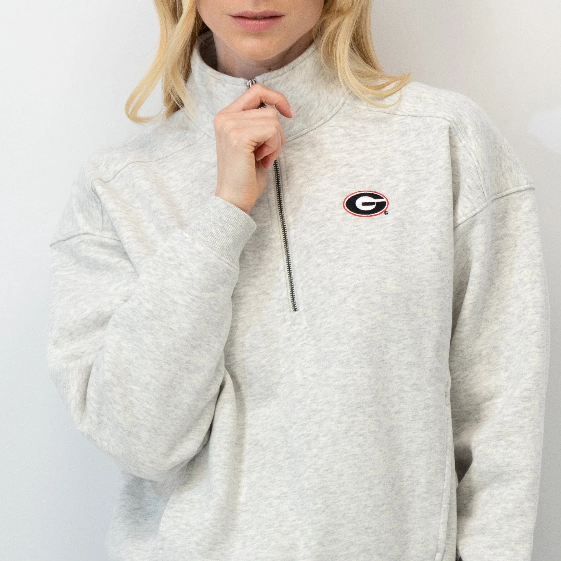 Serenity Collegiate Half-Zip - Georgia | Heather - Ivory - Georgia - 1 - Image 3