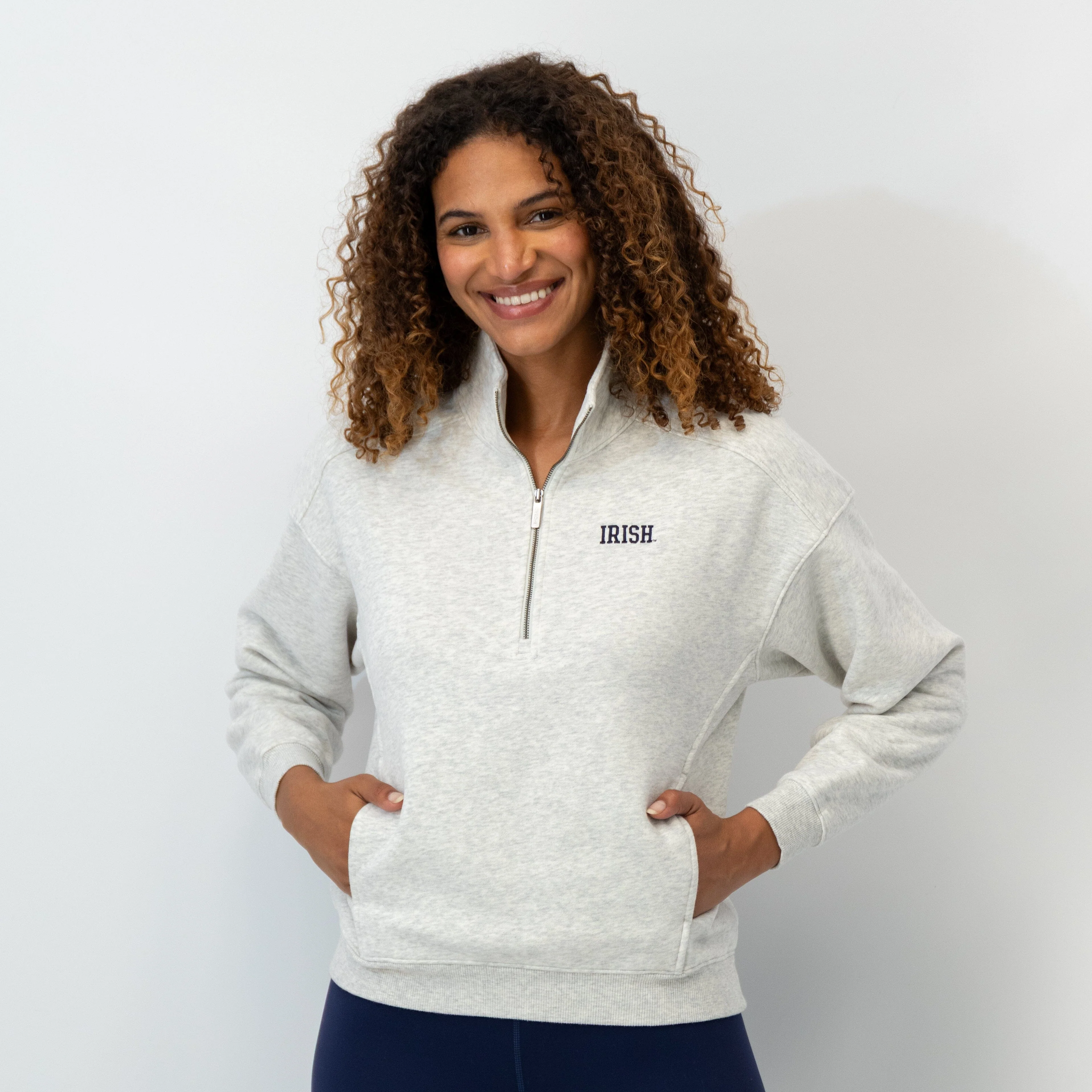 Serenity Collegiate Half-Zip - Notre Dame | Heather - Ivory - Notre Dame - 1