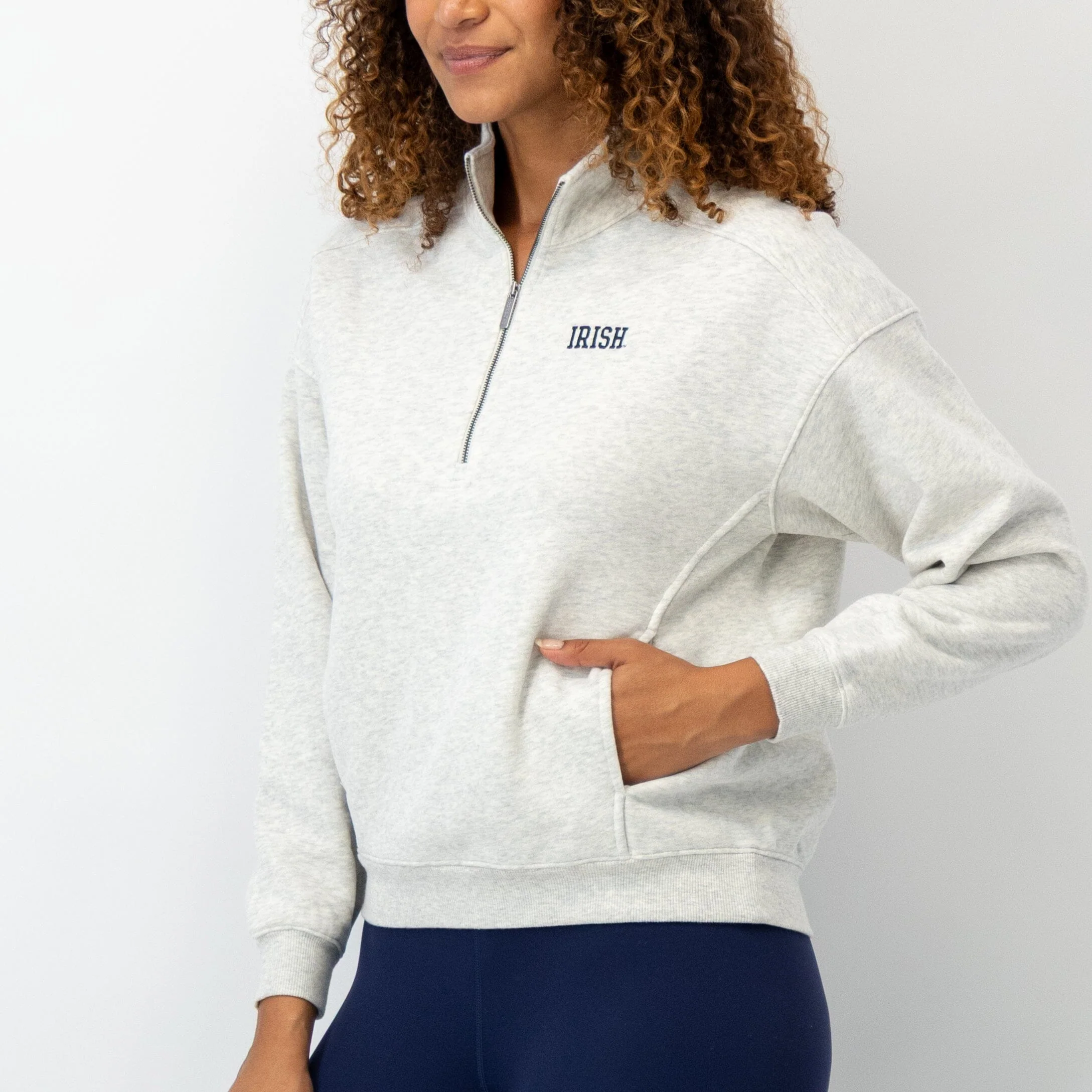 Serenity Collegiate Half-Zip - Notre Dame | Heather - Ivory - Notre Dame - 1 - Image 3